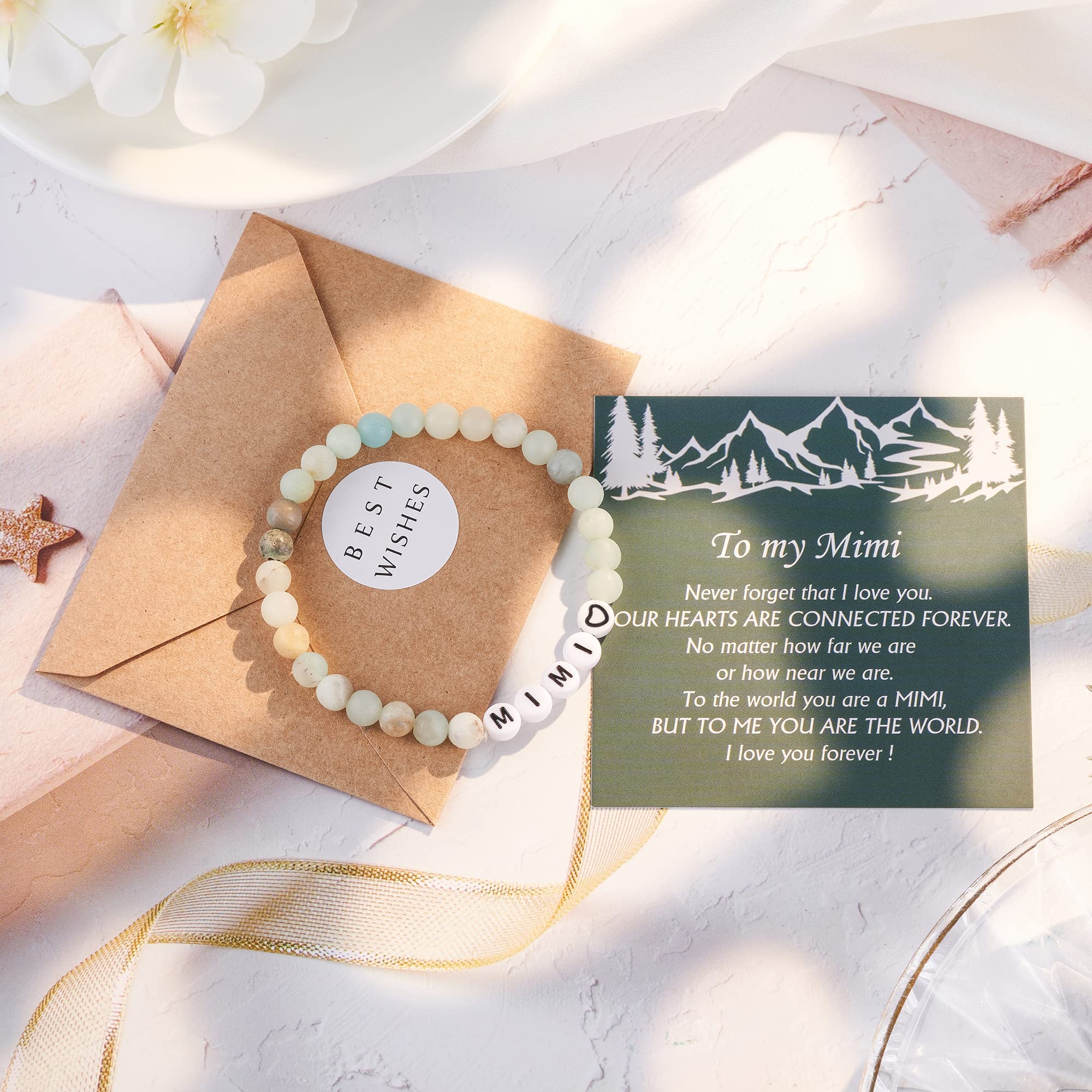Natural Stone Bracelet for Women & Men - Personalized Gifts for Nana, Mimi, Grandma, Papa, Dad, Mom, Daughter, Aunt & Sister | Christmas, Birthday, Valentine's & Mother's Day Present | Handmade Beaded Jewelry for Everyday Wear & Special Occasions