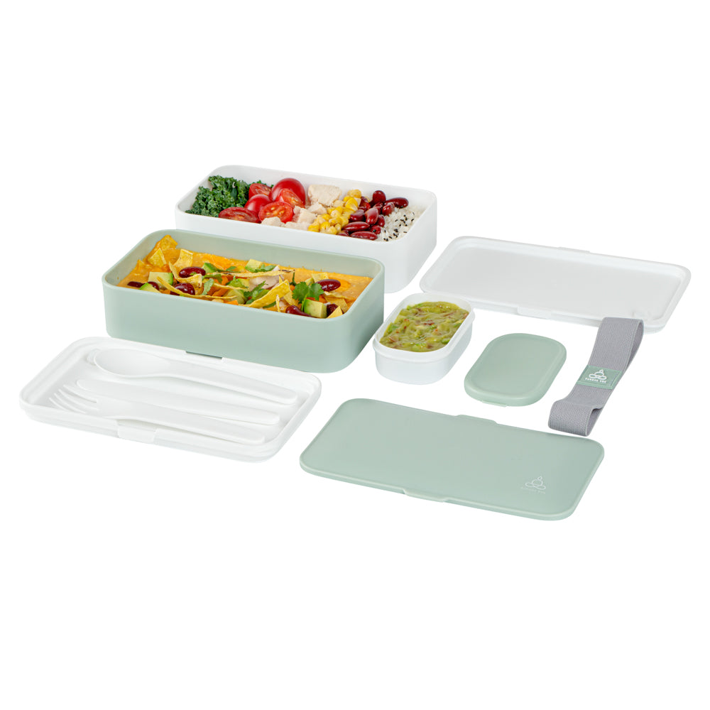 Bento Tek 41oz Eco-Friendly Buddha Lunch Box with Utensils & Sauce Cup - 7.25