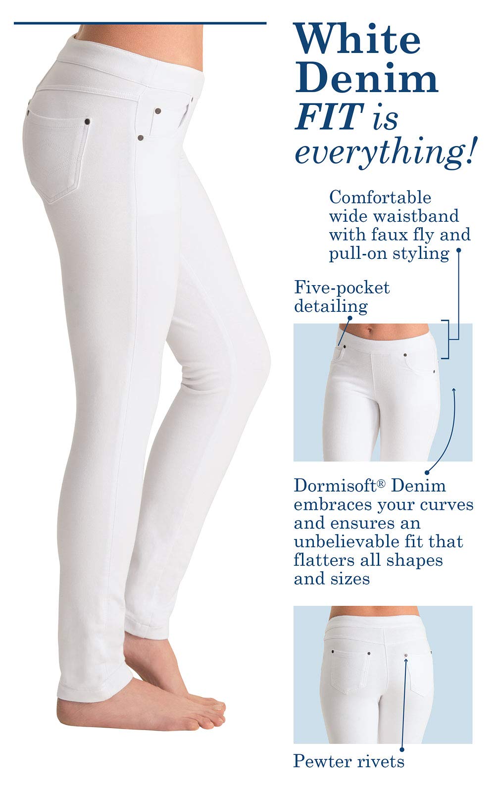 Women's PajamaJeans Denim Leggings - Comfortable Stretch Jeggings for Lounge & Sleep | Perfect for Relaxing at Home, Travel & Casual Outings