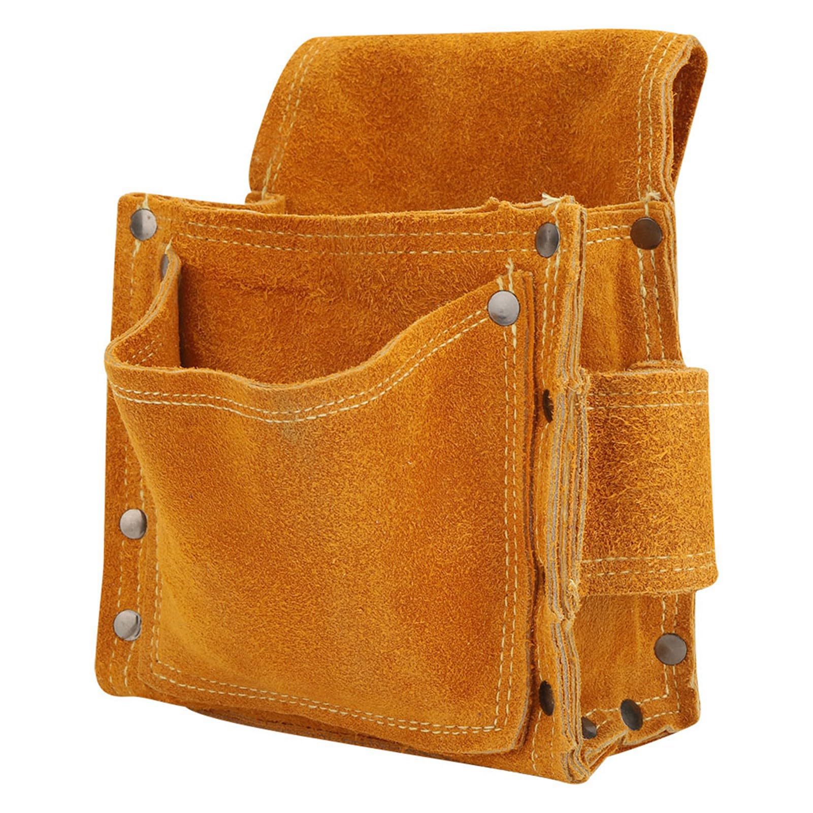 Garosa Heavy Duty Cowhide Multifunctional Tool Pouch Belt Bag - Durable Waist Tool Storage for Construction, DIY, Carpentry & Outdoor Work