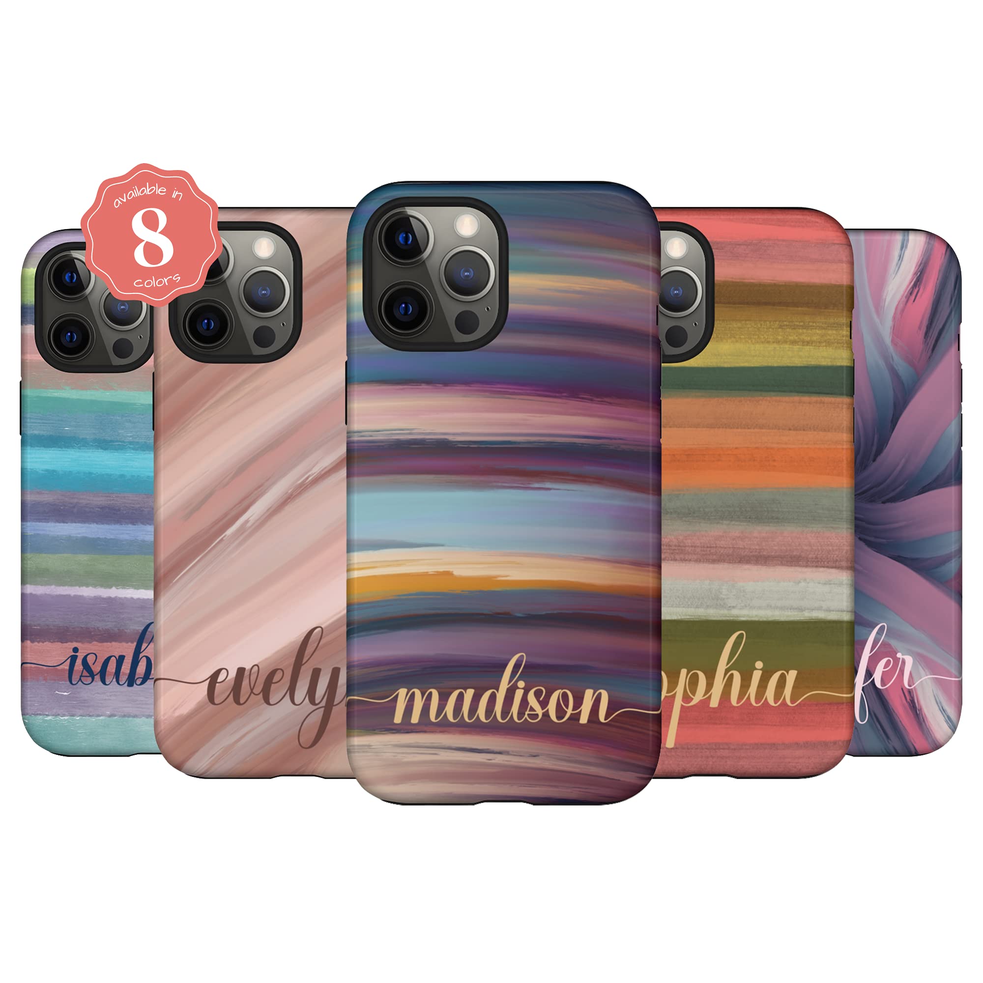 Custom Acrylic Brushstrokes Marble Phone Case - Personalized Name Design for iPhone 16 Plus/15 Pro Max/14/13 Mini/12/11/X/XS Max/XR/7/8 - Multicolor Artistic Protection - Perfect for Daily Use, Gifts & Fashion Accessories