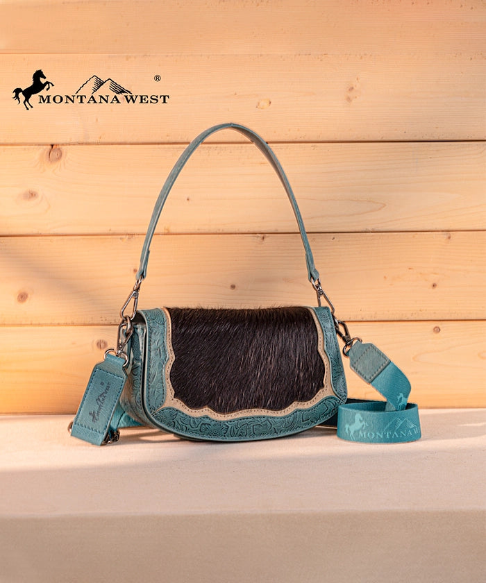 Montana West Genuine Hair On Cowhide Leather Shoulder Bag for Women - Stylish Western Crossbody Purse for Rodeo, Country Music Festivals & Outdoor Adventures