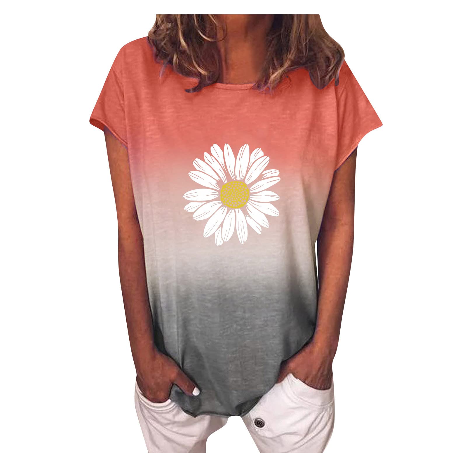Women's Striped Color Block Short Sleeve Casual Blouse T-Shirt Tops - Perfect for Summer Outfits, Beach Wear & Everyday Fashion