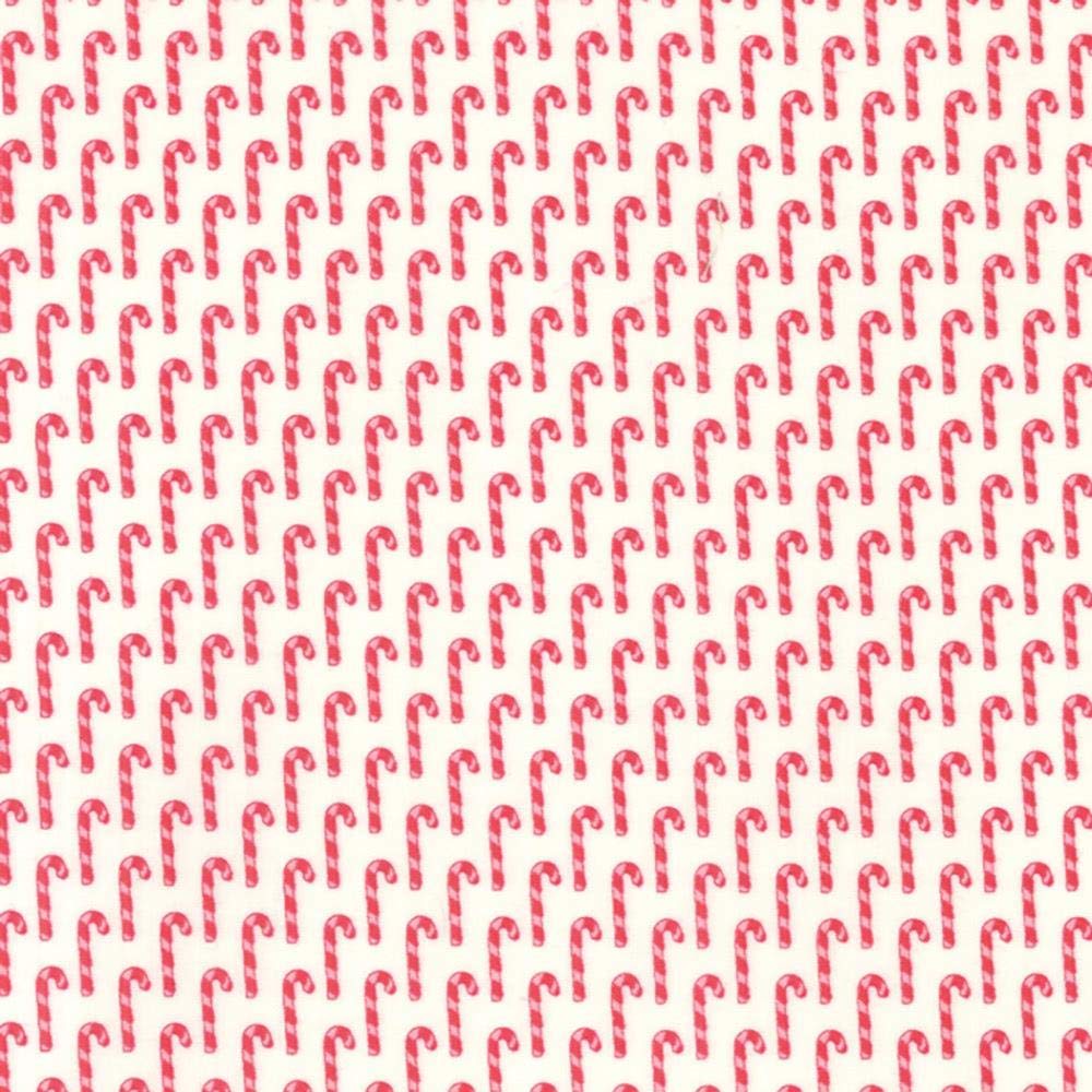 Moda Fabrics Christmas Urban Chiks Peppermint White Candy Canes Quilting Cotton Fabric - Perfect for Holiday Quilts, DIY Crafts & Christmas Decorations
