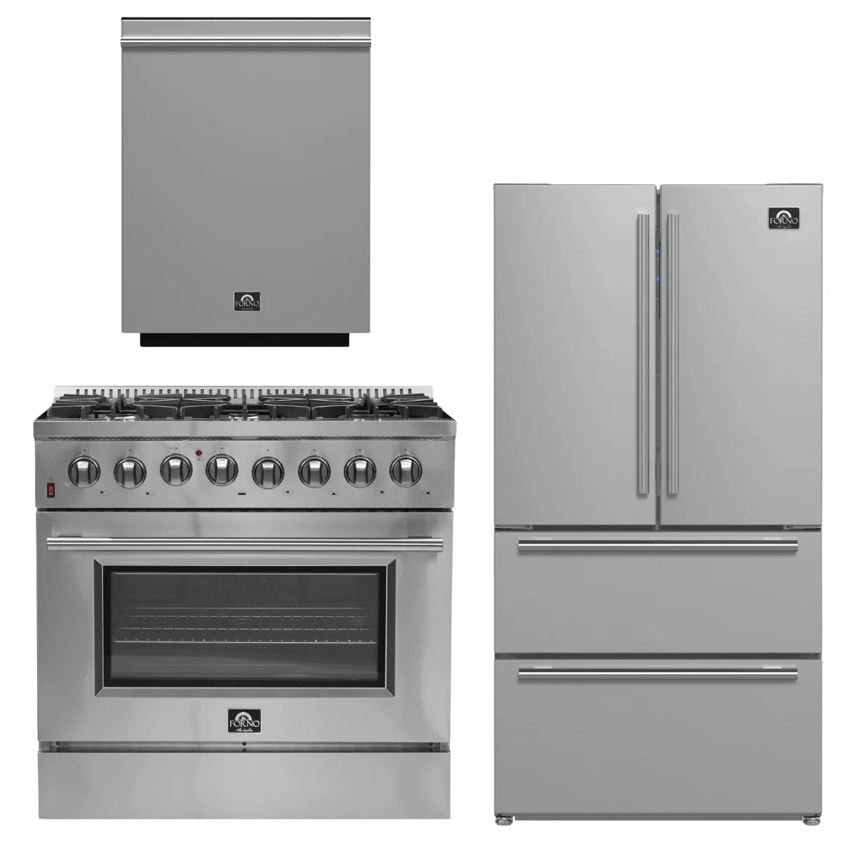 **Forno 36-Inch Dual Fuel Range, Dishwasher & 36-Inch Refrigerator Package (FBDL00402CAUS) – Premium Kitchen Appliances for Modern Homes**    *Use Cases: Perfect for home chefs, kitchen remodels, and luxury appliance upgrades.*