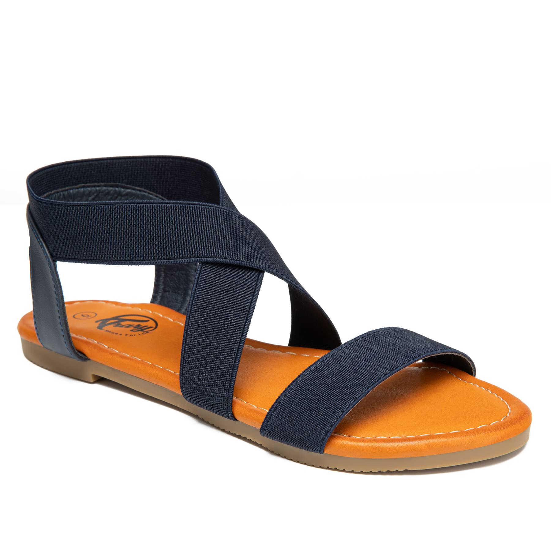 Trary Women's Comfortable Summer Sandals - Dressy Flat Open Toe Elastic Sandals for Wide Width, Cute & Stylish 2023 Collection | Perfect for Beach, Vacation, and Casual Outings