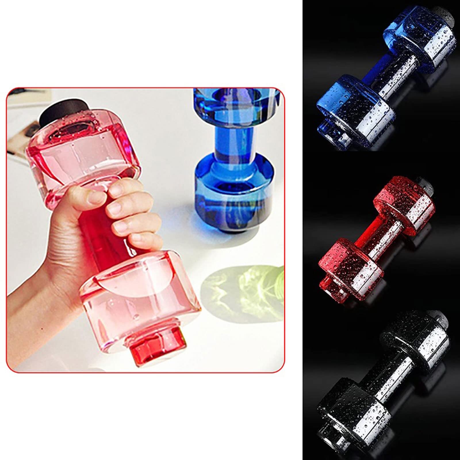 CHDWEY Portable Plastic Bottle Dumbbell - Leakproof & Unbreakable Sports Water Bottle with Handle for Men & Women (Red) - Perfect for Gym, Home Workouts & Outdoor Fitness Training