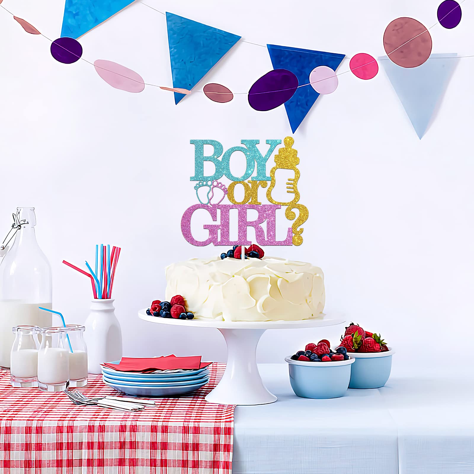 Baby Shower Cake Topper - Gender Reveal Party Decorations for Boys & Girls - Birthday Cake Decor - Perfect for Gender Reveal Parties, Baby Showers & Birthday Celebrations