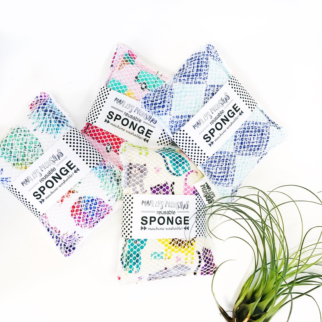 Marley's Monsters Reusable Washable Sponges - Eco-Friendly Kitchen Cleaning Sponges for Dishes, Countertops & Household Cleaning