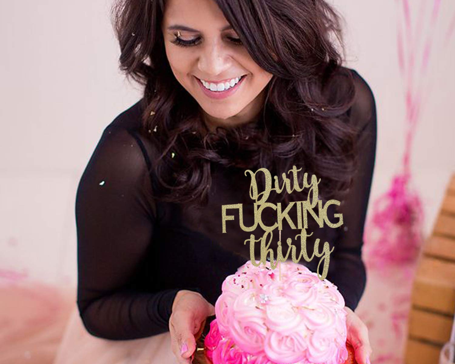 Gold Glitter Dirty Thirty Cake Topper - 30th Birthday Party Decorations for Women & Men | Happy 30th Birthday Cake Decor | Perfect for Dirty Thirty Themed Parties, Milestone Celebrations & Adult Birthday Cakes