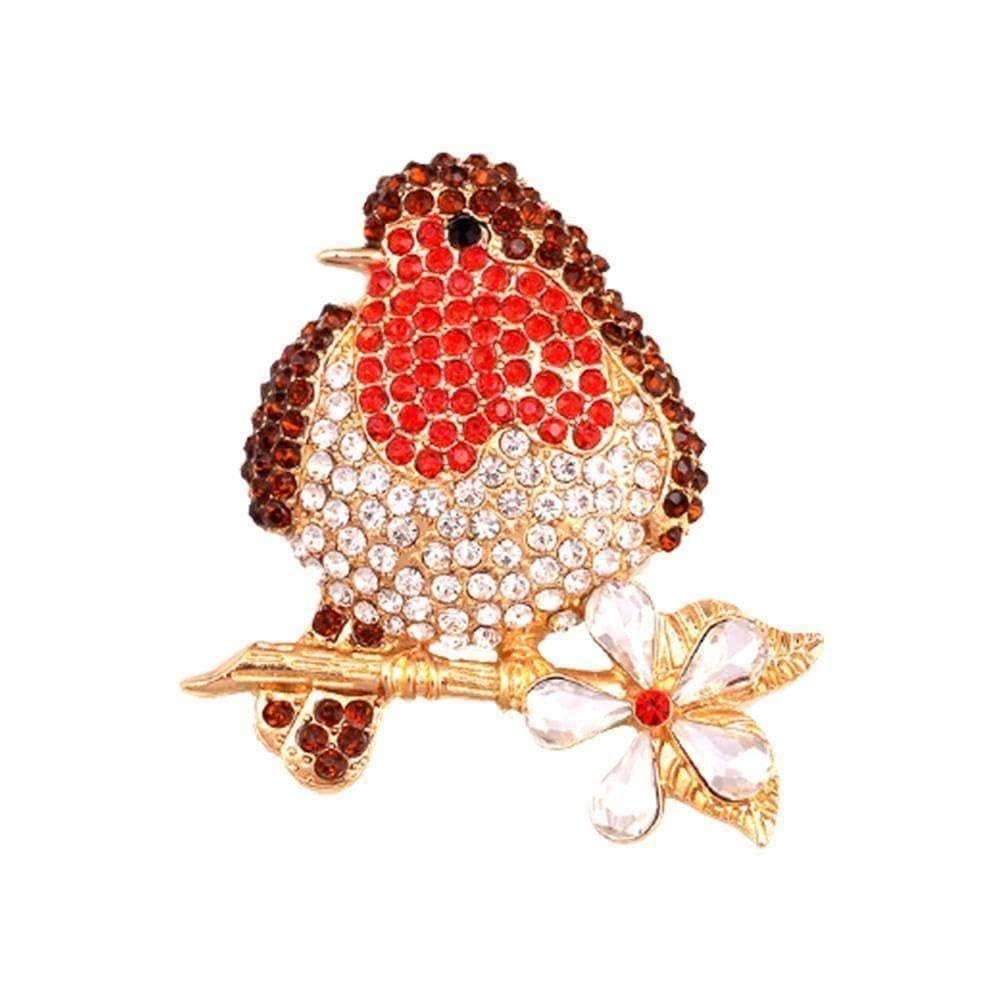 Vintage Red Breast Robin Bird Crystal Brooch Pin - Elegant Christmas Jewelry Gift for Women, Animal-Themed Holiday Accessory | Perfect for Christmas Parties, Gift Exchanges & Festive Outfits