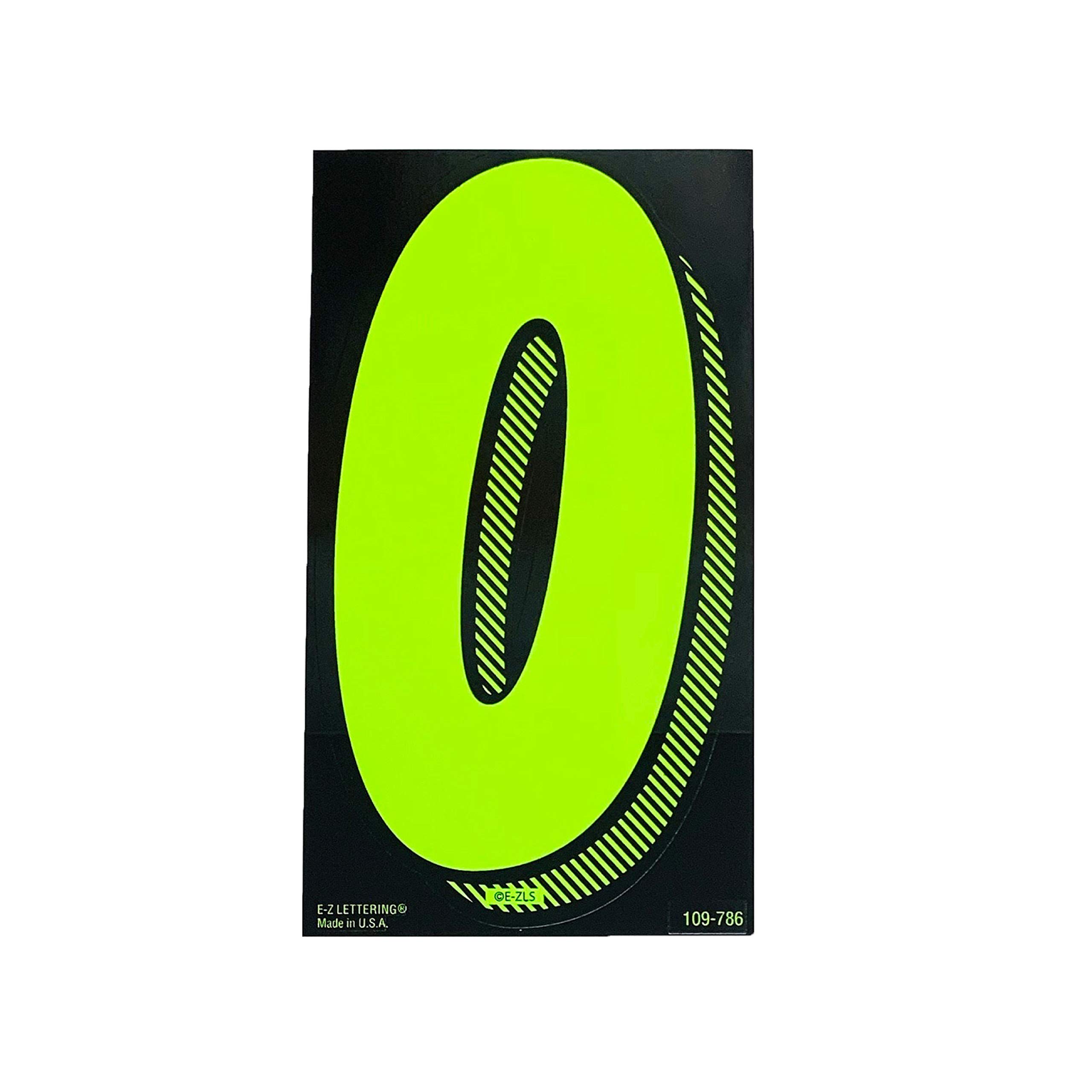 EZ Line Vinyl Decals for Cars - Large Chartreuse Windshield Pricing Number Stickers (Number 0) - Perfect for Retail Stores, Fleets & Parking Lot Sales