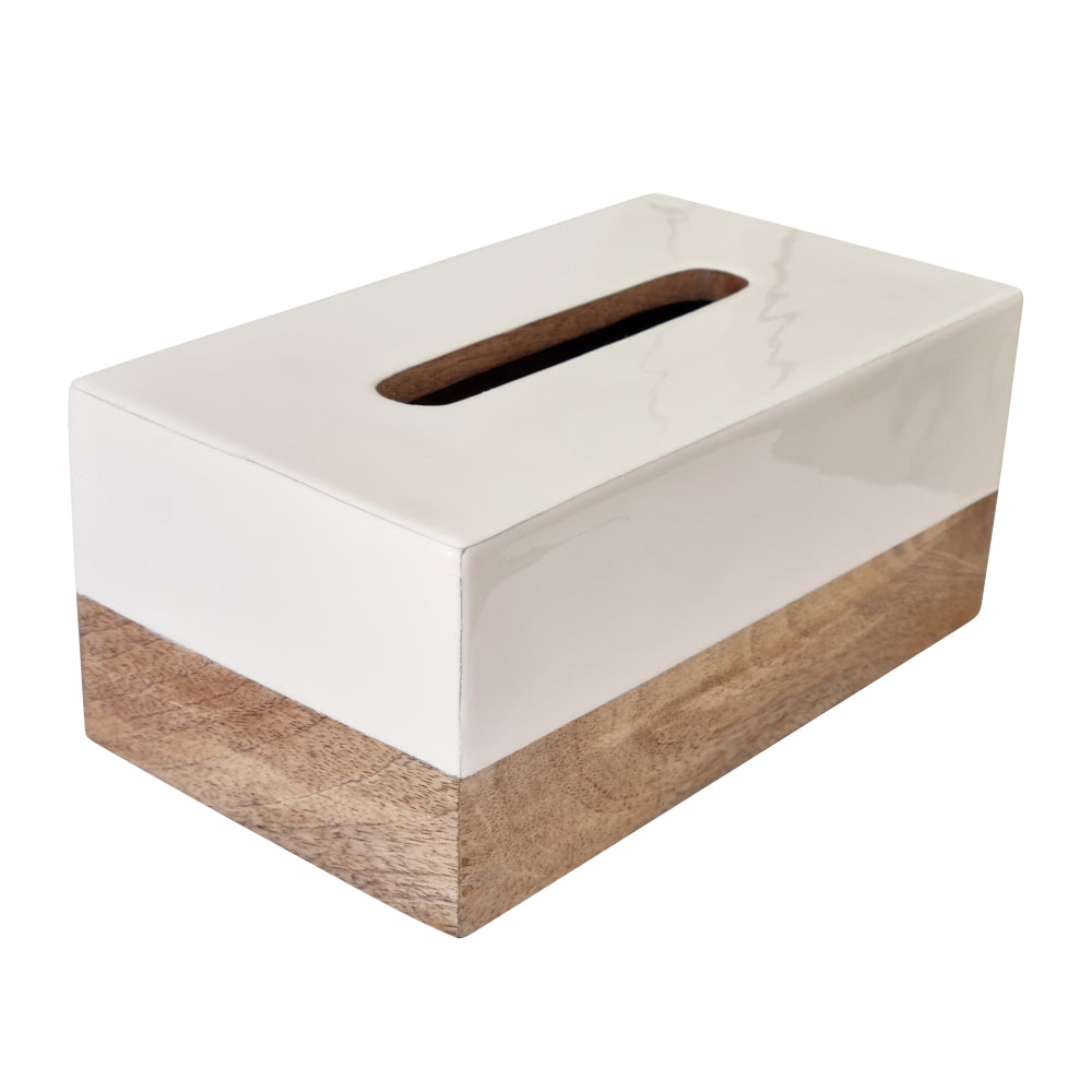 Shirley Rectangle Tissue Box Cover 13.5x26x12cm Natural Wood Home Decor - Perfect for Living Room, Bedroom, and Office