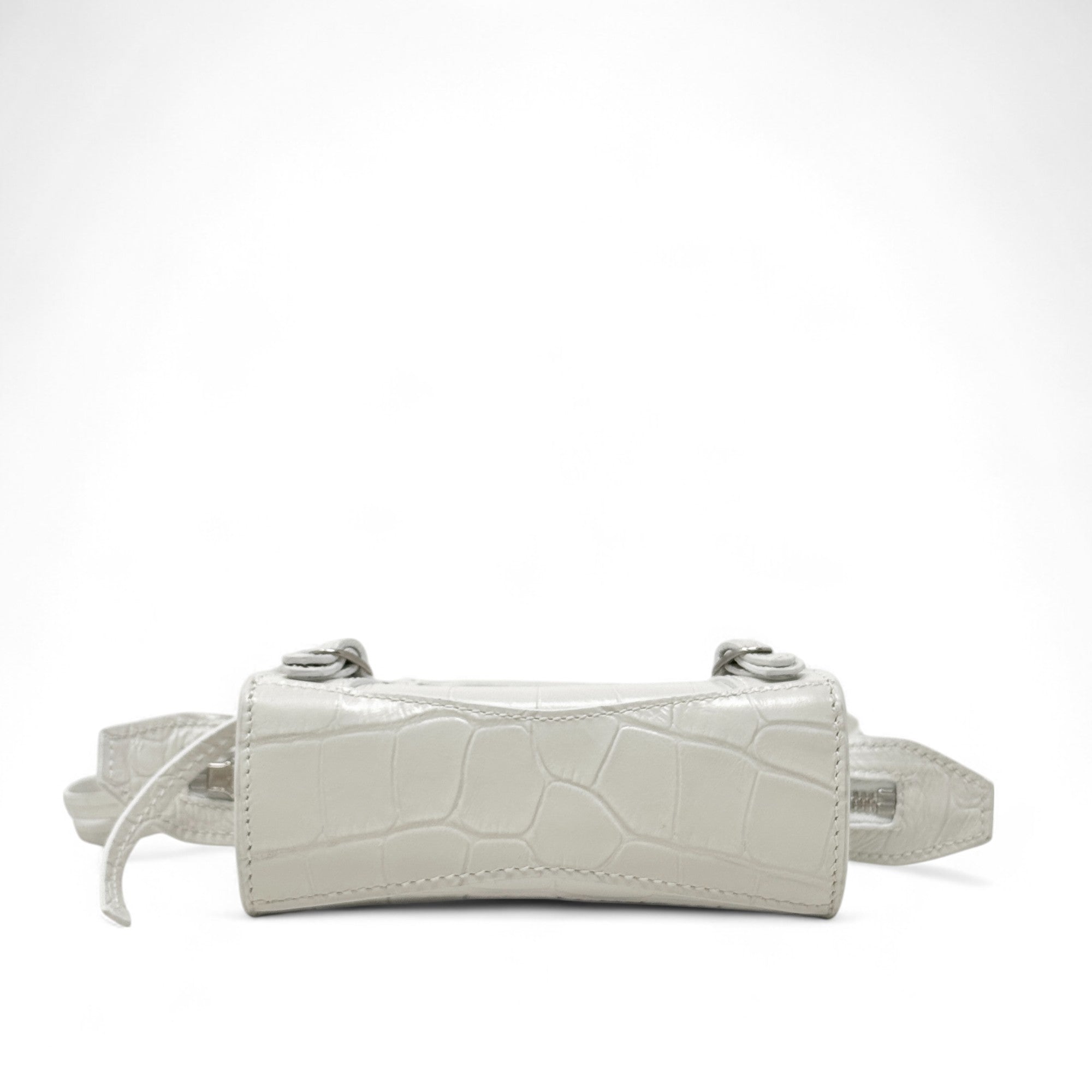 Balenciaga White Crocodile Embossed Nano City Bag - Stylish Mini Crossbody Purse for Women, Perfect for Parties, Dating & Daily Use