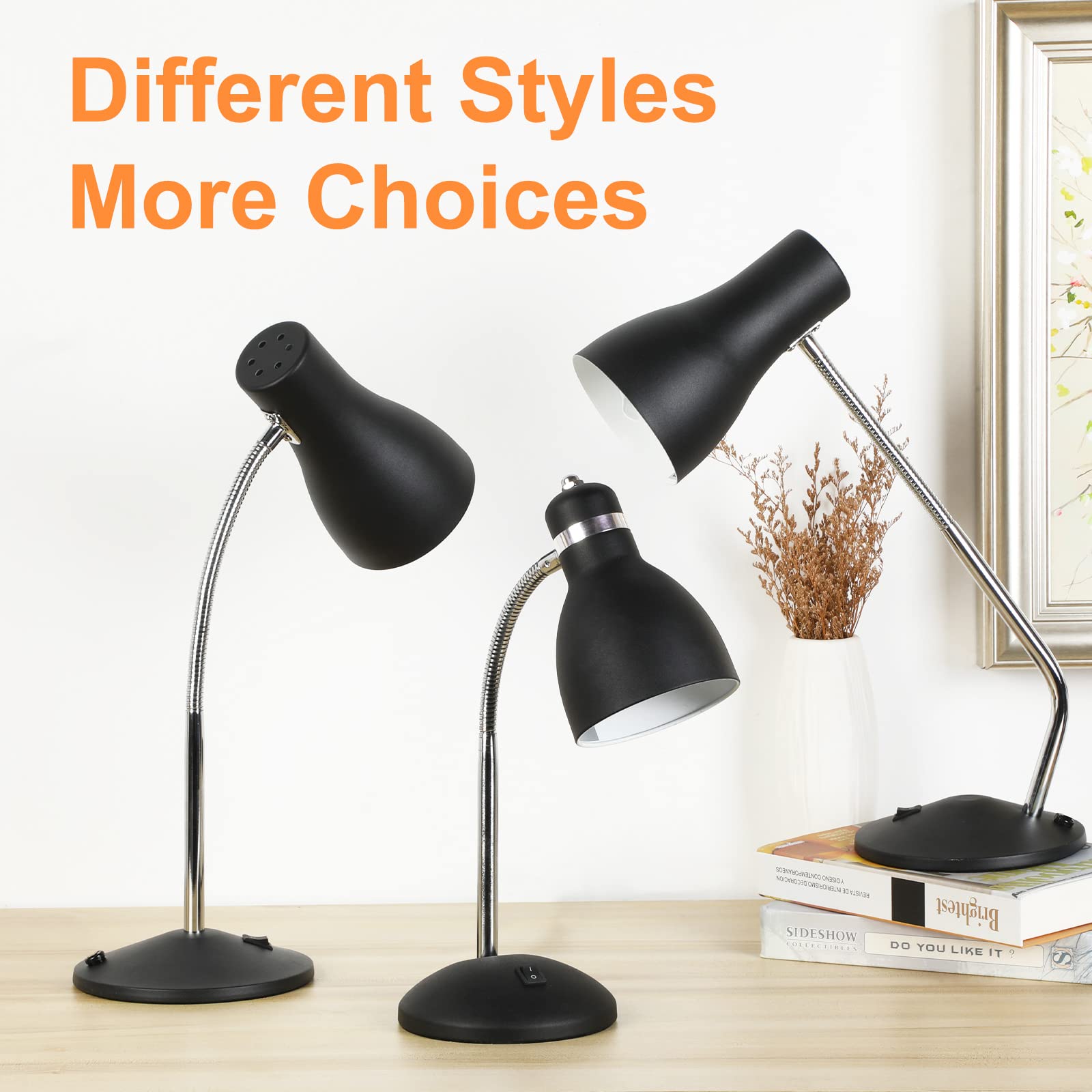 LINNMON Adjustable Gooseneck Desk Lamp with ON/Off Switch - Flexible Study Lamp for Dorm Room, Bedroom, Office & Classroom - Perfect for Reading, Studying & Nightstand Use