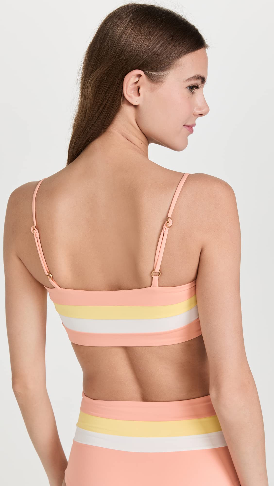 LSpace Women's Rebel Stripe Bikini Top - Cream, Lemon Drop & Tangy - Size S | Sexy Summer Swimwear for Beach, Pool & Vacation