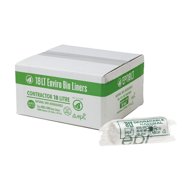 Eco-Friendly 18L Contractor Trash Bags Roll - Biodegradable & Durable for Home, Office & Outdoor Use