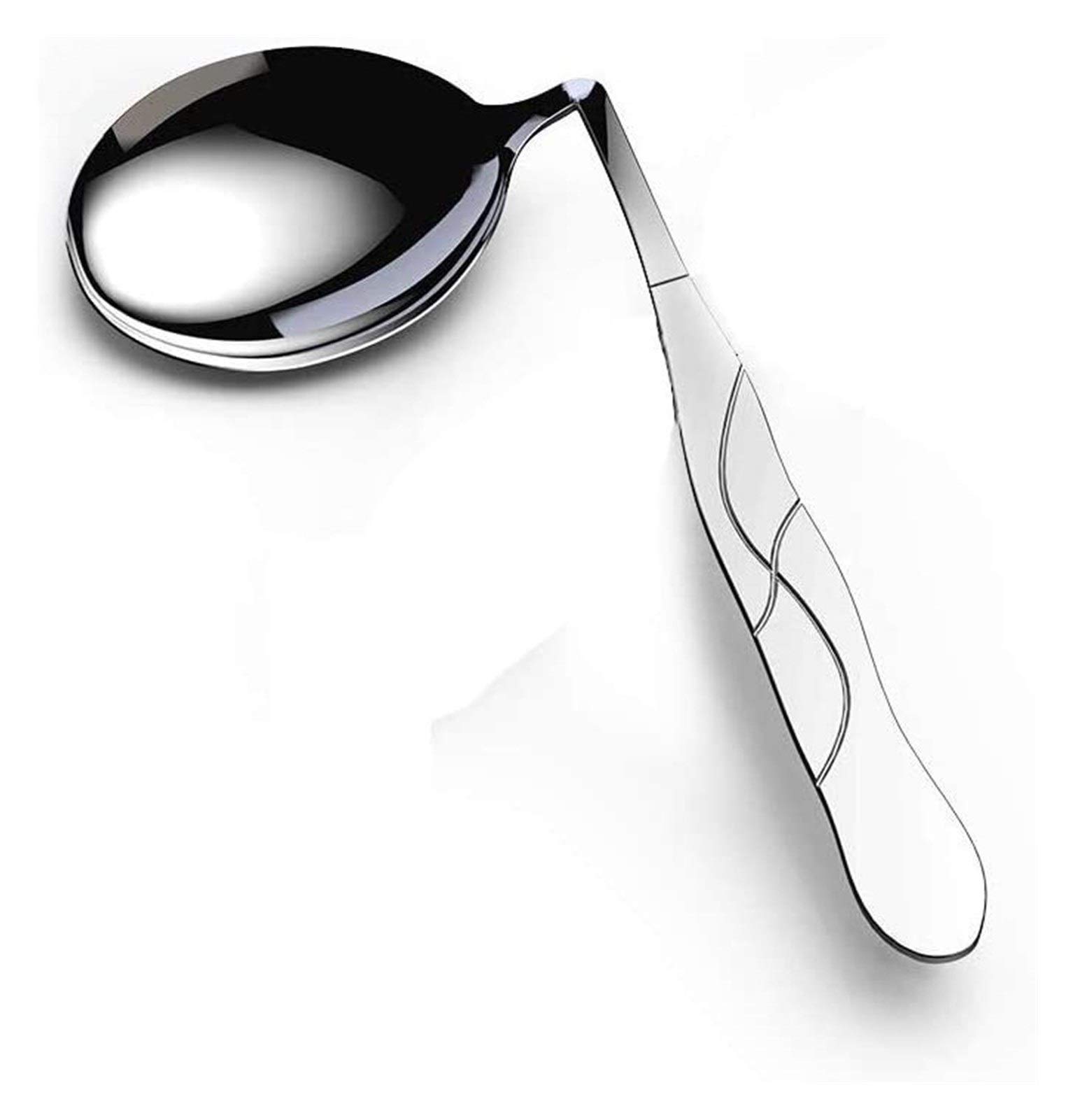 Stainless Steel Adaptive Eating Utensils for Elderly & Disabled - Anti-Shake Curved Spoon for Parkinson's & Arthritis - Ergonomic Angled Design for Left/Right Hand Use - Ideal for Assisted Dining & Daily Meals