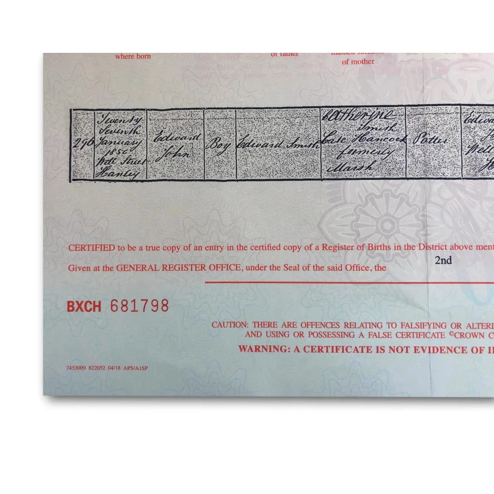 Authentic Replica of Captain Edward Smith's Titanic UK Birth Certificate - Certified Copy with Movie Photo | Perfect for Titanic Fans, Collectors & Historical Displays