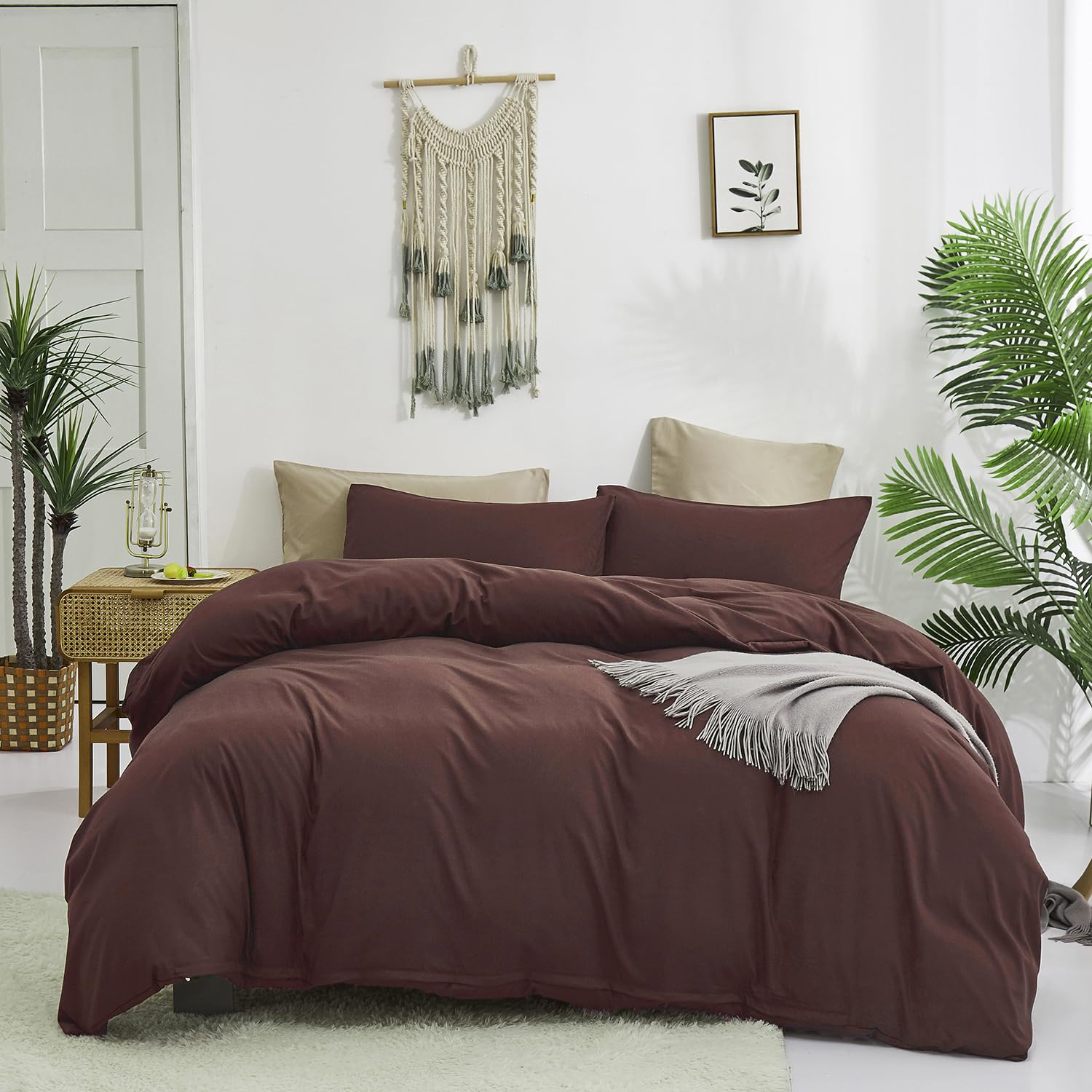 Karever Brick Red Comforter Set - California King Size Clay Red Bedding (3-Piece) - Solid Color Women's Blanket Set for Girls & Adults - 104x96 Inches - Perfect for Master Bedrooms, Guest Rooms & Dorm Decor