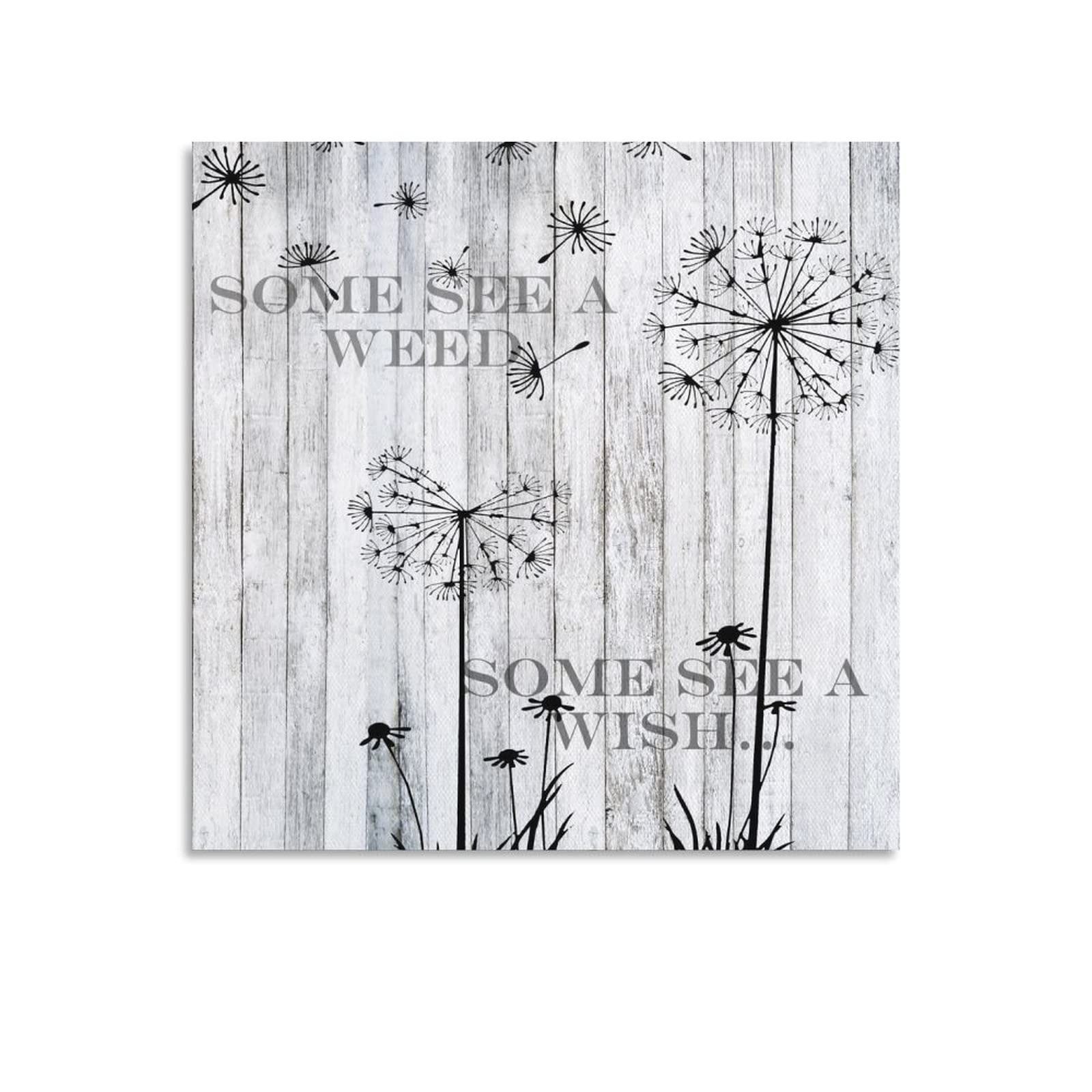 Vintage Dandelion Black and White Canvas Wall Art - Abstract Botanical Poster Print for Bedroom, Living Room & Office Decor - Perfect for Boho, Modern & Minimalist Home Aesthetic
