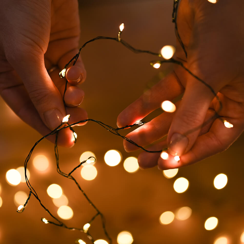 Green Wire LED Fairy Lights - 20ft Battery Operated String Lights for Bedroom, Wedding, Party & Outdoor Decor