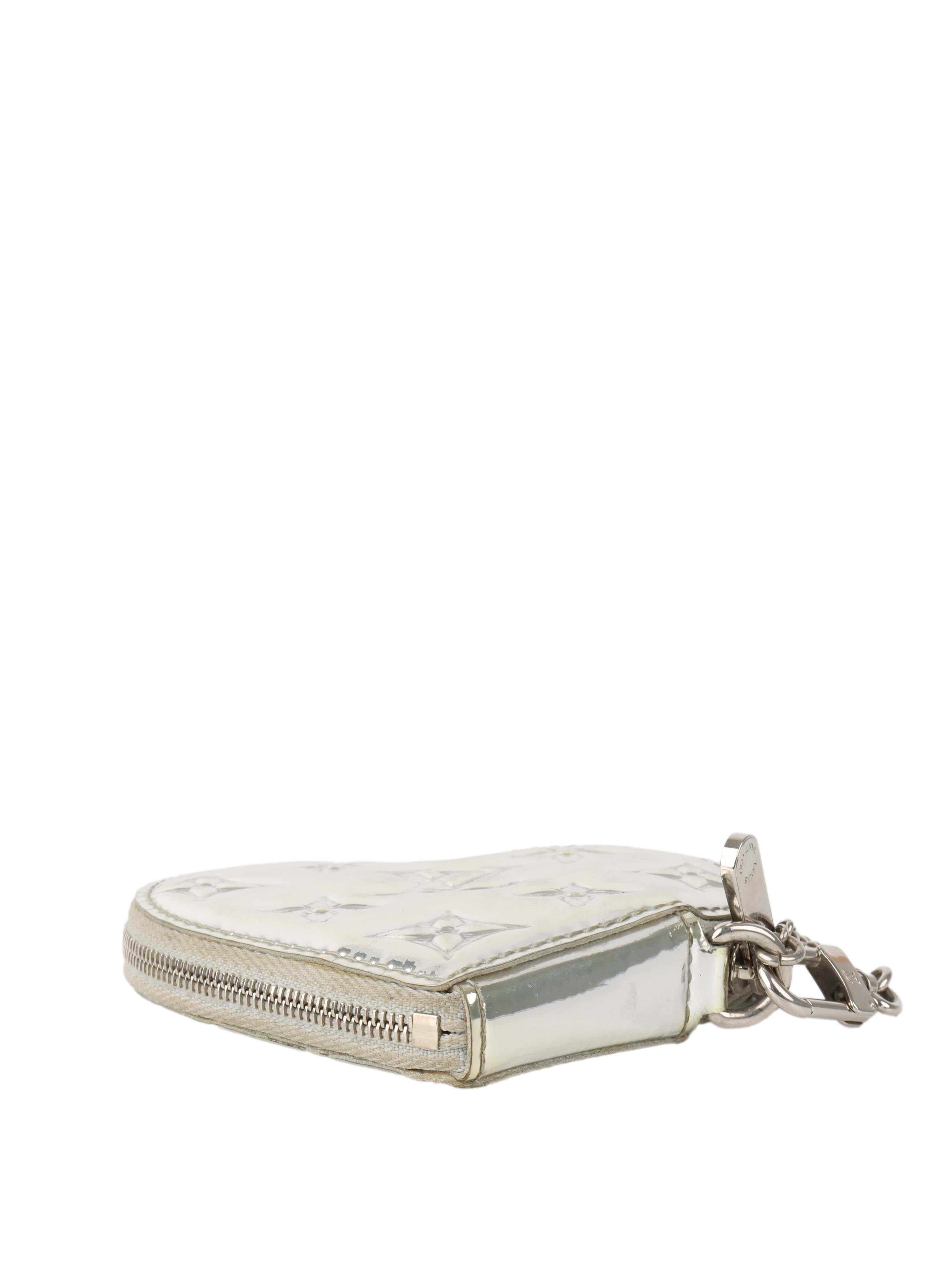 Louis Vuitton Monogram Silver Heart Coin Purse - Luxury Small Wallet for Women, Perfect for Coins, Cards & Cash | Ideal for Parties, Travel & Everyday Use