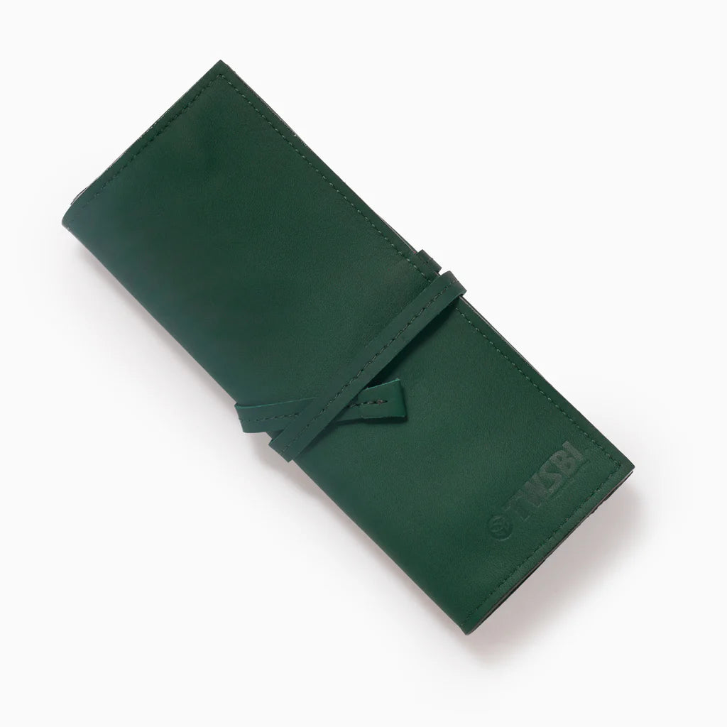 Premium TWSBI Leather Roll Case - Forest Green Fountain Pen Holder for Travel & Office Use | Durable & Stylish Storage Solution for Writers & Professionals