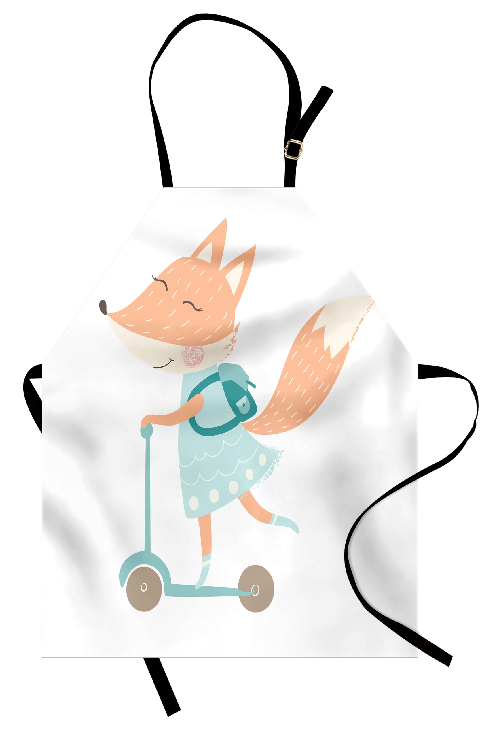 Ambesonne Fox Apron - Adjustable Kitchen Apron for Baking & Painting with Happy Animal Print, Small Size in Rose Color - Perfect for Cooking, Crafting & Gift Giving