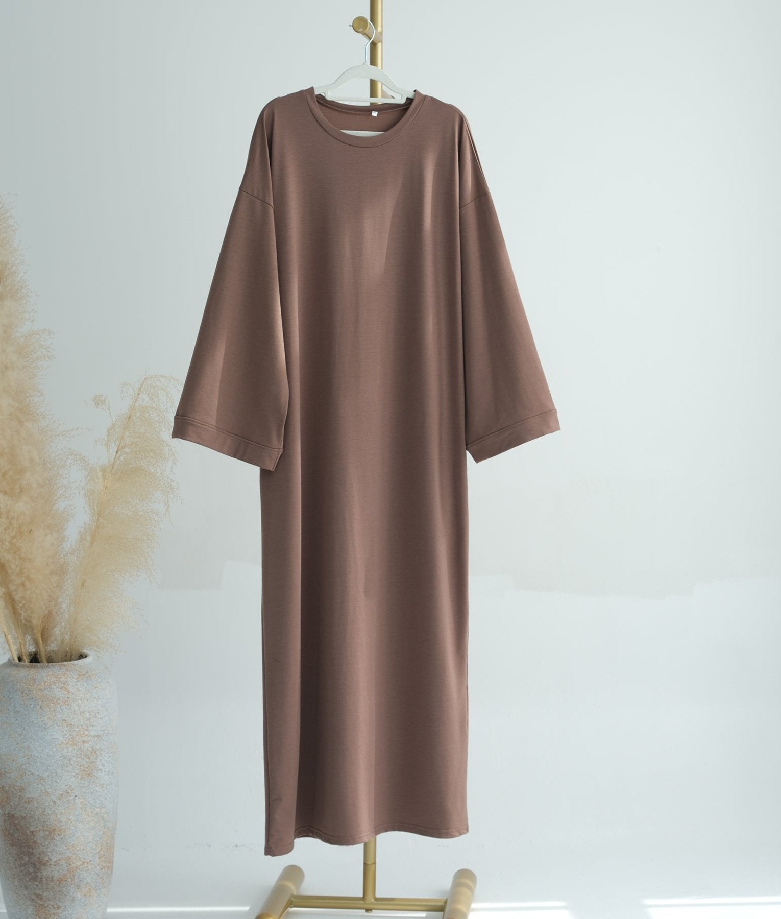 Ava Knit Maxi Dress for Women - Soft Stretchy Taupe Long Dress for Casual Wear, Date Night & Special Occasions
