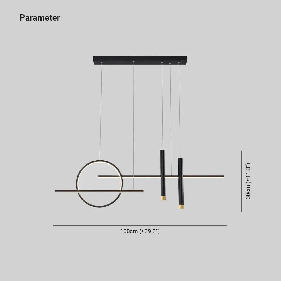 Modern Ring Bar Vertical LED Pendant Light - Adjustable Hanging Fixture for Kitchen Island, Dining Room & Bar Counter Lighting - Dimmable Industrial Chic Decor