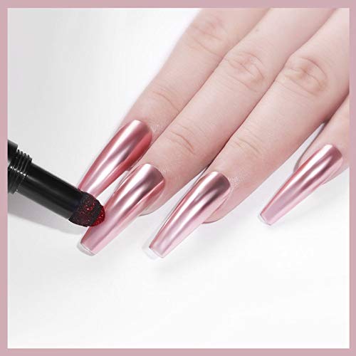 6 Colors Mirror Effect Chrome Nail Powder Pens - Glitter Nail Art Kit for Shiny Manicures | Perfect for Salon, Home DIY & Party Nail Designs