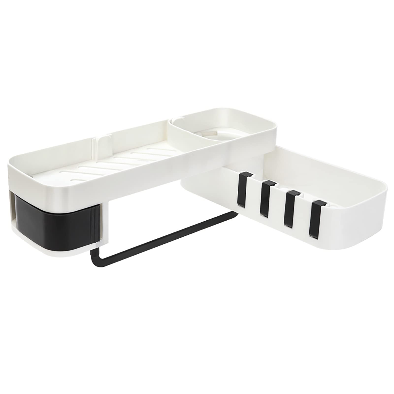 Rotatable No Drill Wall Mounted Shower Caddy - JIAGOA Bathroom Storage Organizer with Strong Adhesive, Corner Shower Shelf for Jewelry & Toiletries - Perfect for Small Bathrooms, Dorm Showers & Apartment Living