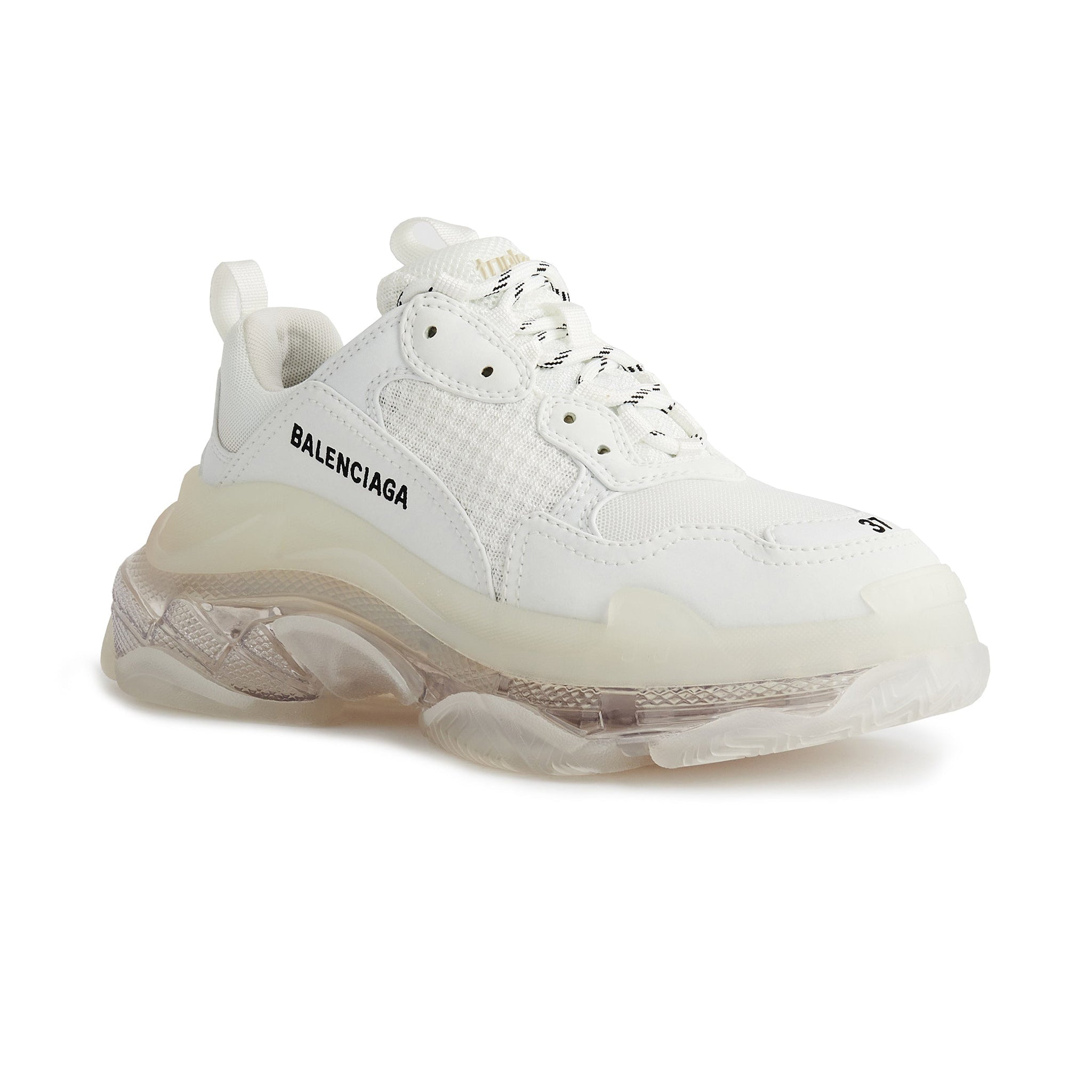 Balenciaga Triple S Sneakers for Men & Women - Polar White with Clear Sole - Fashionable Chunky Dad Shoes for Casual Wear & Street Style