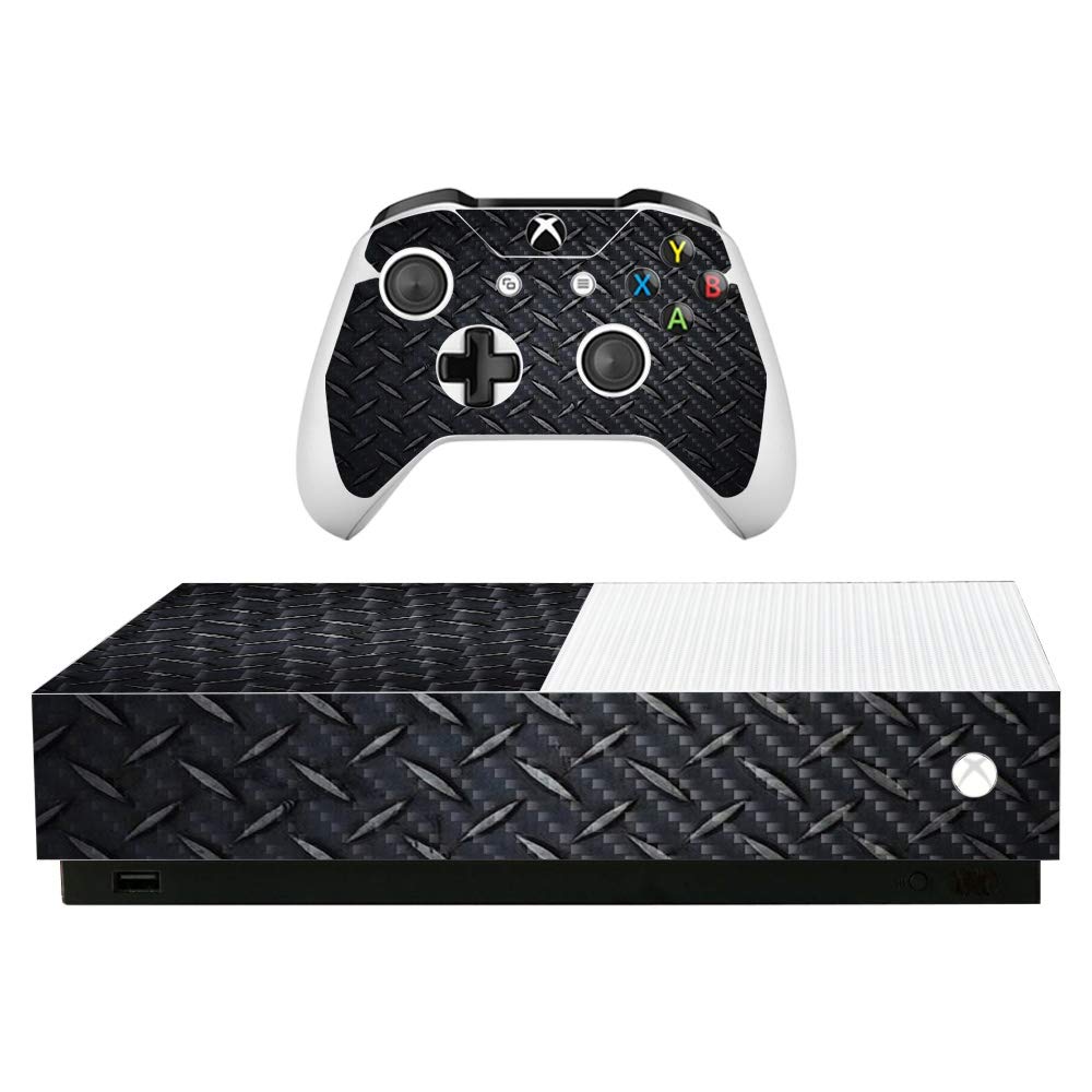 Premium Carbon Fiber Skin for Microsoft Xbox One S All-Digital Edition - Durable Black Diamond Plate Protective Cover | Textured Finish | Easy to Apply & Remove | Made in USA | Perfect for Gaming Protection & Customization