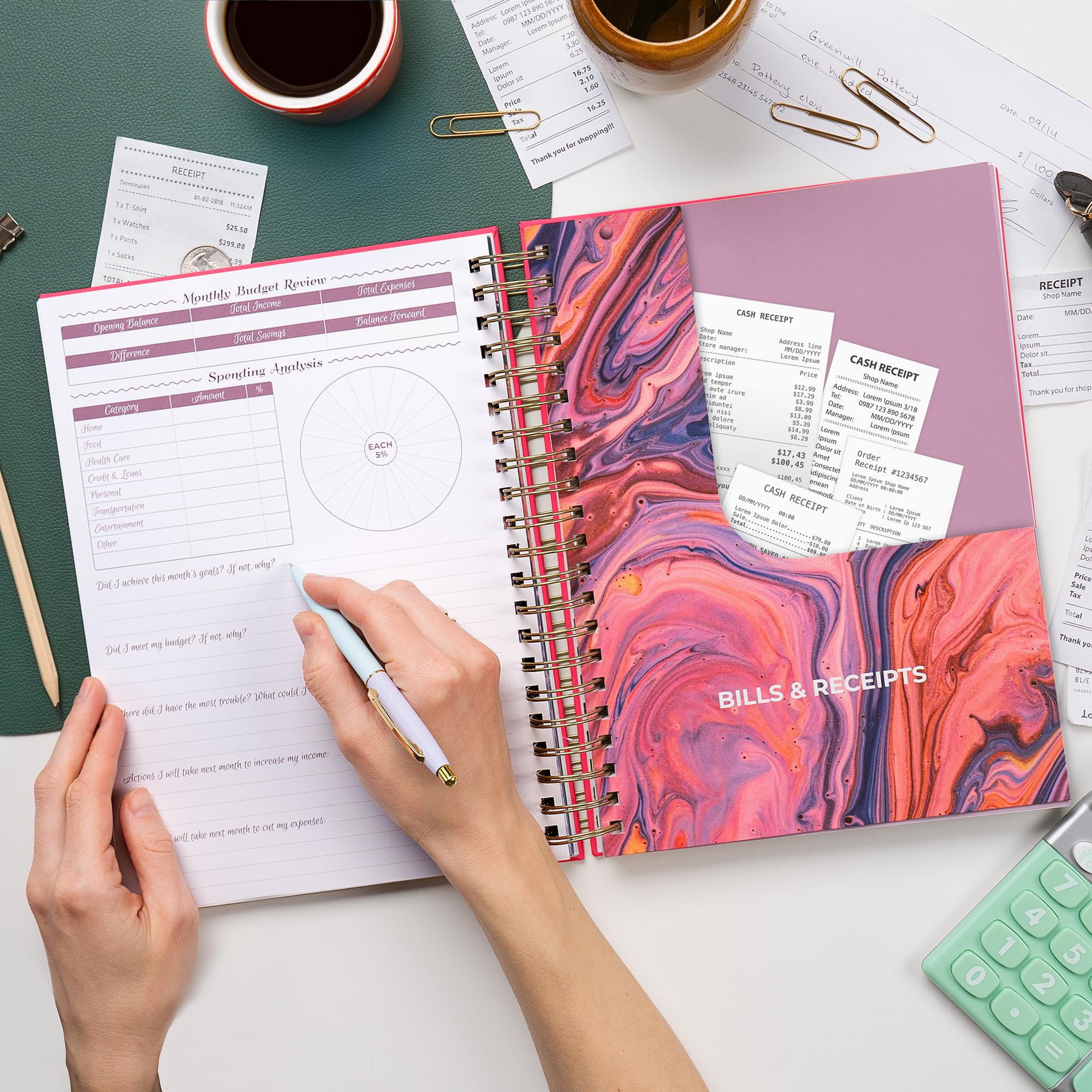 GoGirl Budget Planner - Monthly Bill Organizer with Pockets for Finance Tracking (Hot Pink)