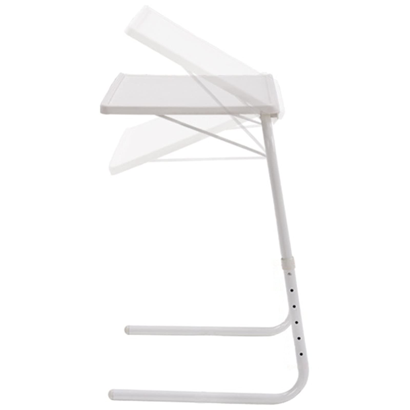 HWF Adjustable Folding TV Tray Table Set of 2 - Portable Laptop Desk for Bed, Sofa & Small Spaces - Lightweight Student Study Table & Couch Dining Tray (White) - Perfect for Home Office, Dorm Room & Movie Nights