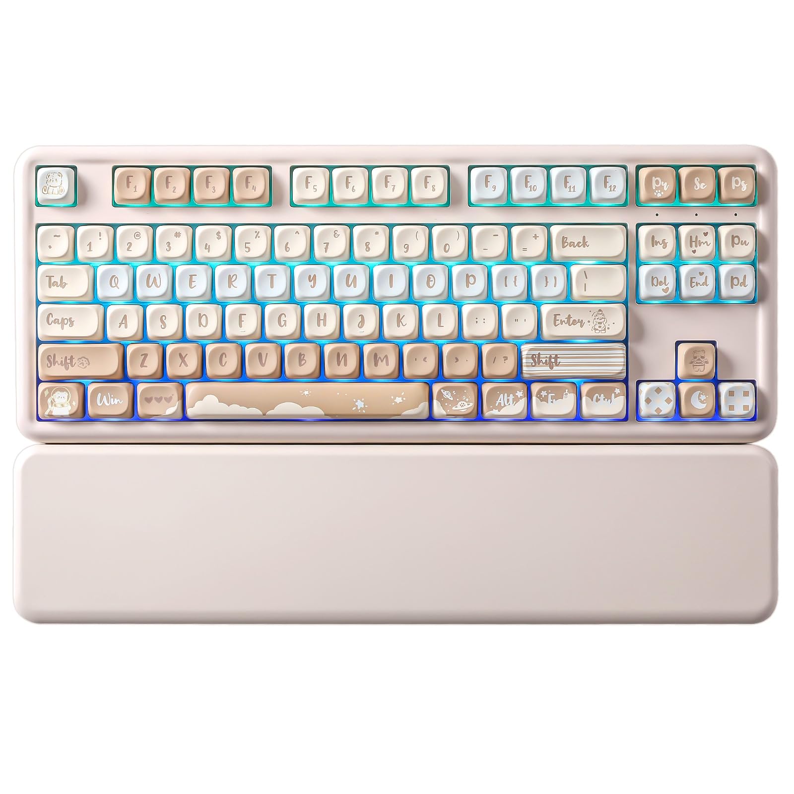 YUNZII B87 Wireless Mechanical Keyboard - QMK/VIA Programmable, 87-Key TKL Layout, Bluetooth/2.4G/USB-C Connectivity, Hot-Swappable Gasket Mount, RGB Backlit Gaming Keyboard with Wrist Rest for Windows/Mac (Butter, Milk V2) - Perfect for Office Work, Gaming, and Programming