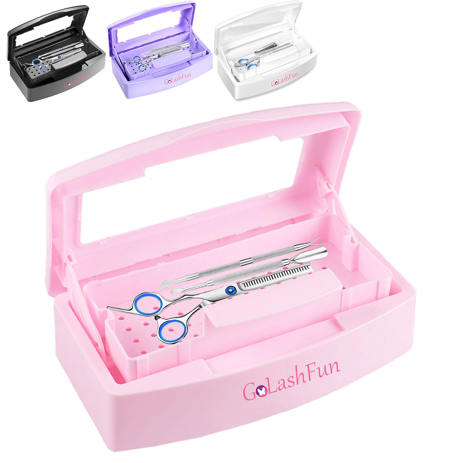 Professional Nail Tool Sterilizer Tray - Pink Plastic Sterilizing Box for Lash Tweezers & Esthetician Supplies | Salon Hygiene Must-Have for Nail Techs & Beauty Professionals | Perfect for Sanitizing Tools Between Clients