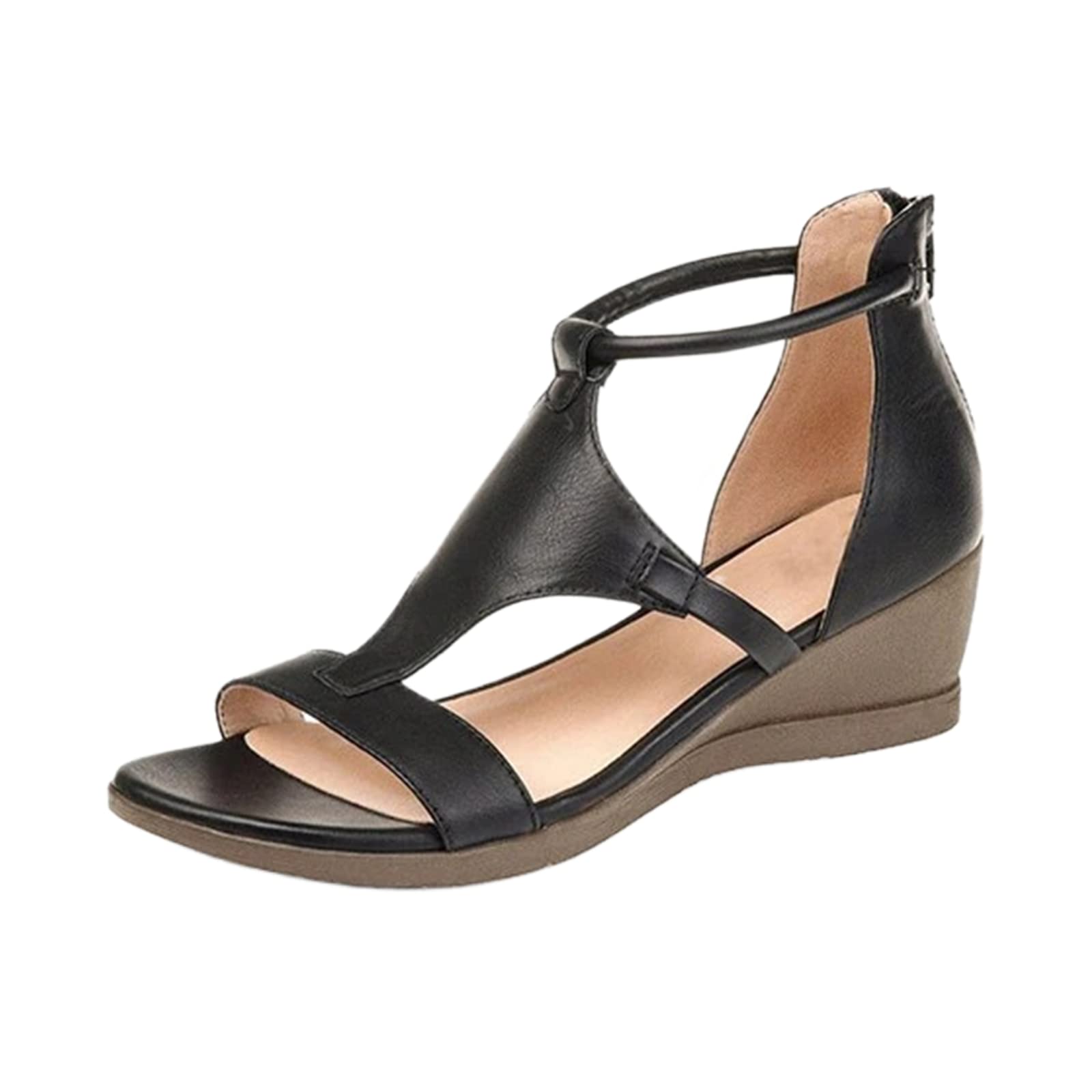Lausiuoe Women's Low Wedge Sandals - Boho Casual Summer Beach Sandals with Open Toe & Platform for Dressy Outfits | Perfect for Vacation, Pool Parties and Outdoor Events