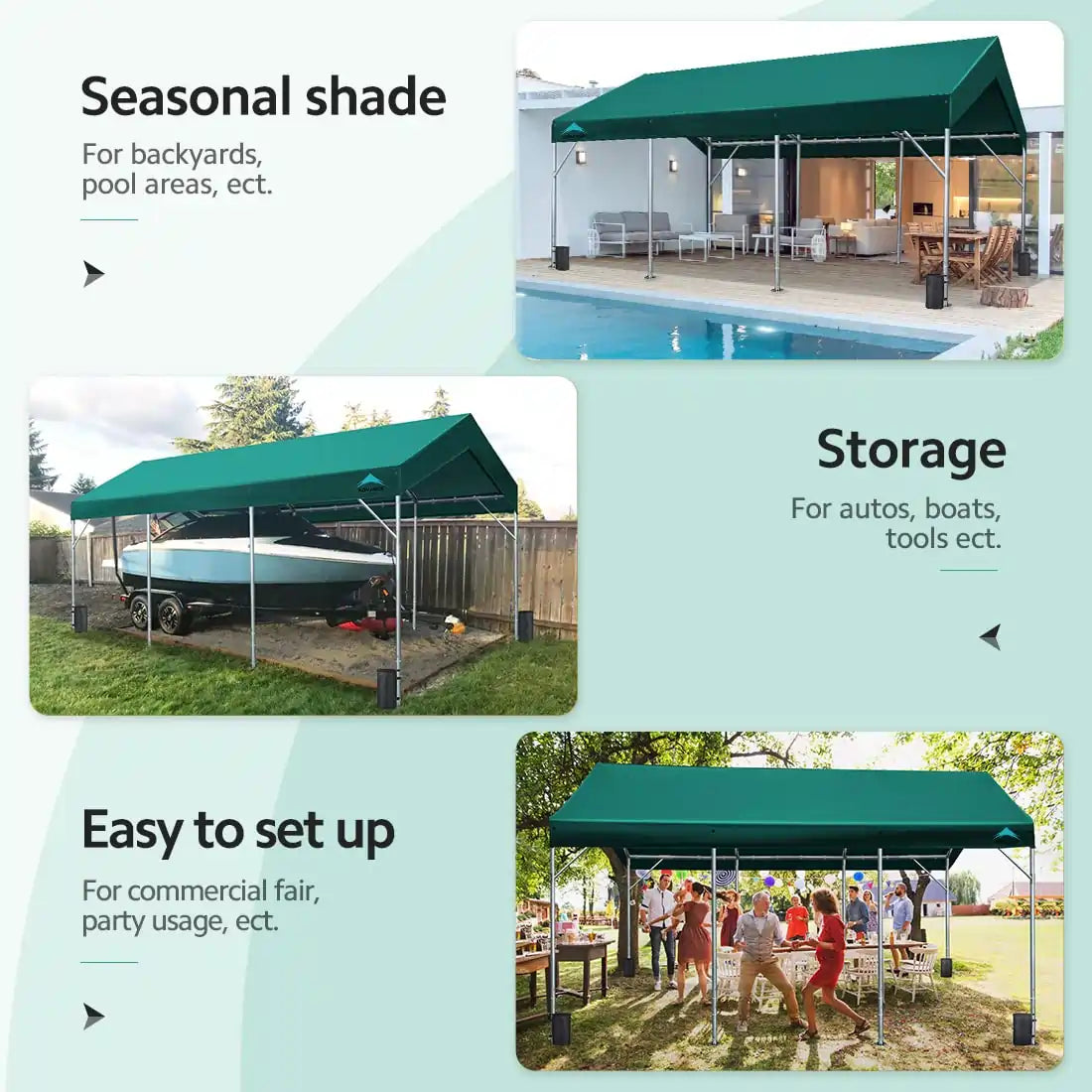 20'x10' & 20'x12' Heavy Duty Carport Canopy Shelter - Weatherproof Outdoor Car Cover for Vehicles, RV, Boat - Perfect for Driveway, Backyard & Storage Protection
