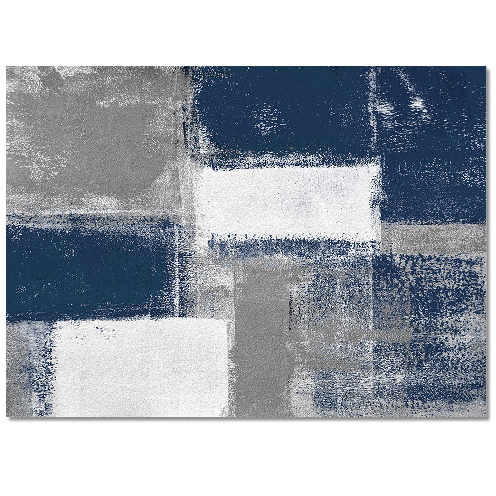Navy Blue Modern Abstract Area Rug 2'8