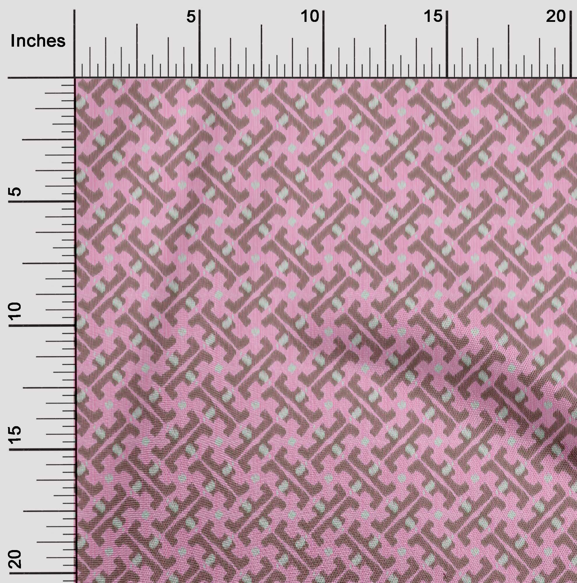 oneOone Polyester Spandex Rose Pink Ikat Print Fabric by The Yard - 56 Inch Wide Soft Stretch Dress Material for DIY Fashion, Home Decor & Craft Projects
