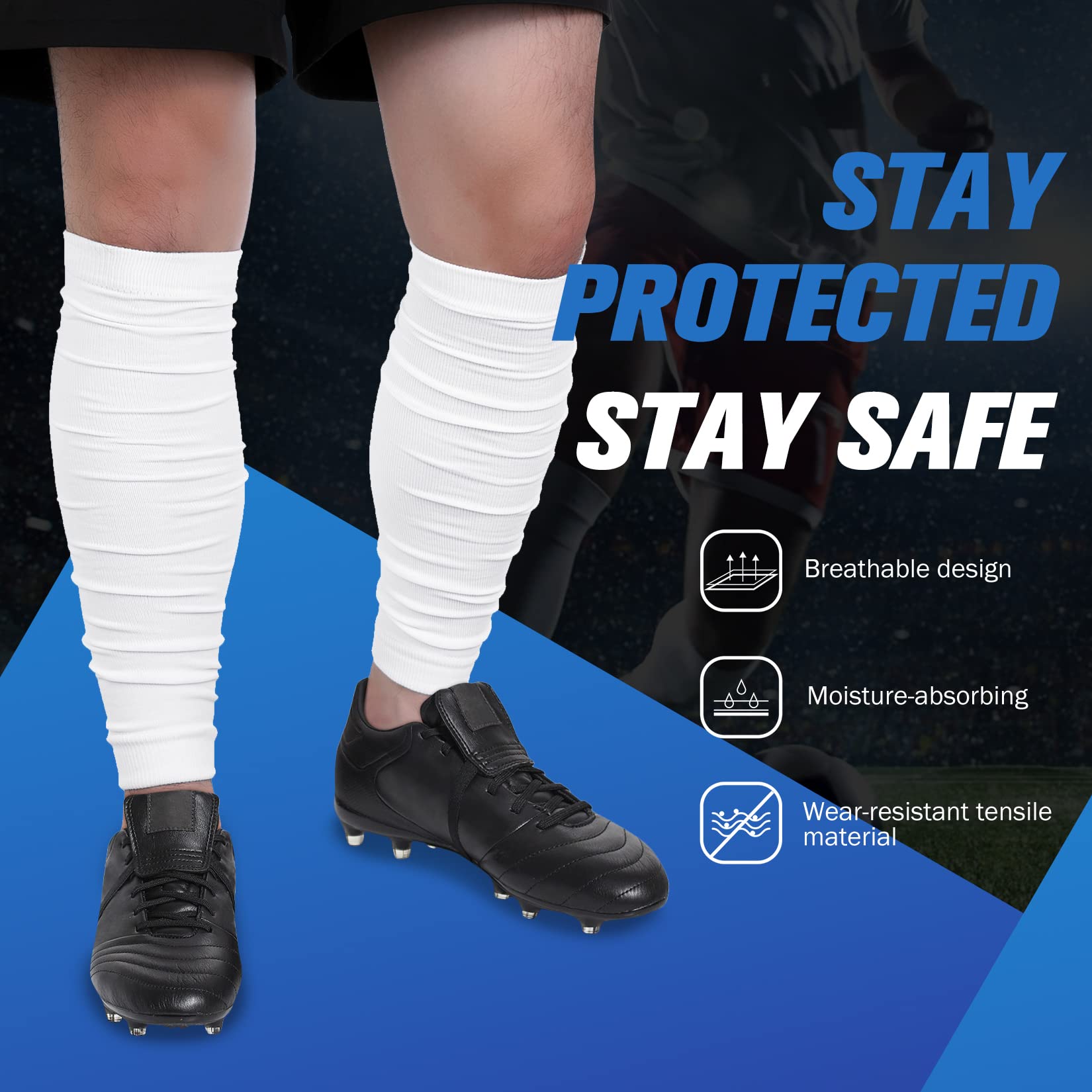 Century Star Football Compression Leg Sleeves for Men - Calf Support Sleeves, Leg Warmers & Scrunched Socks with Backplate - Ideal for Football Training, Running & Sports Recovery