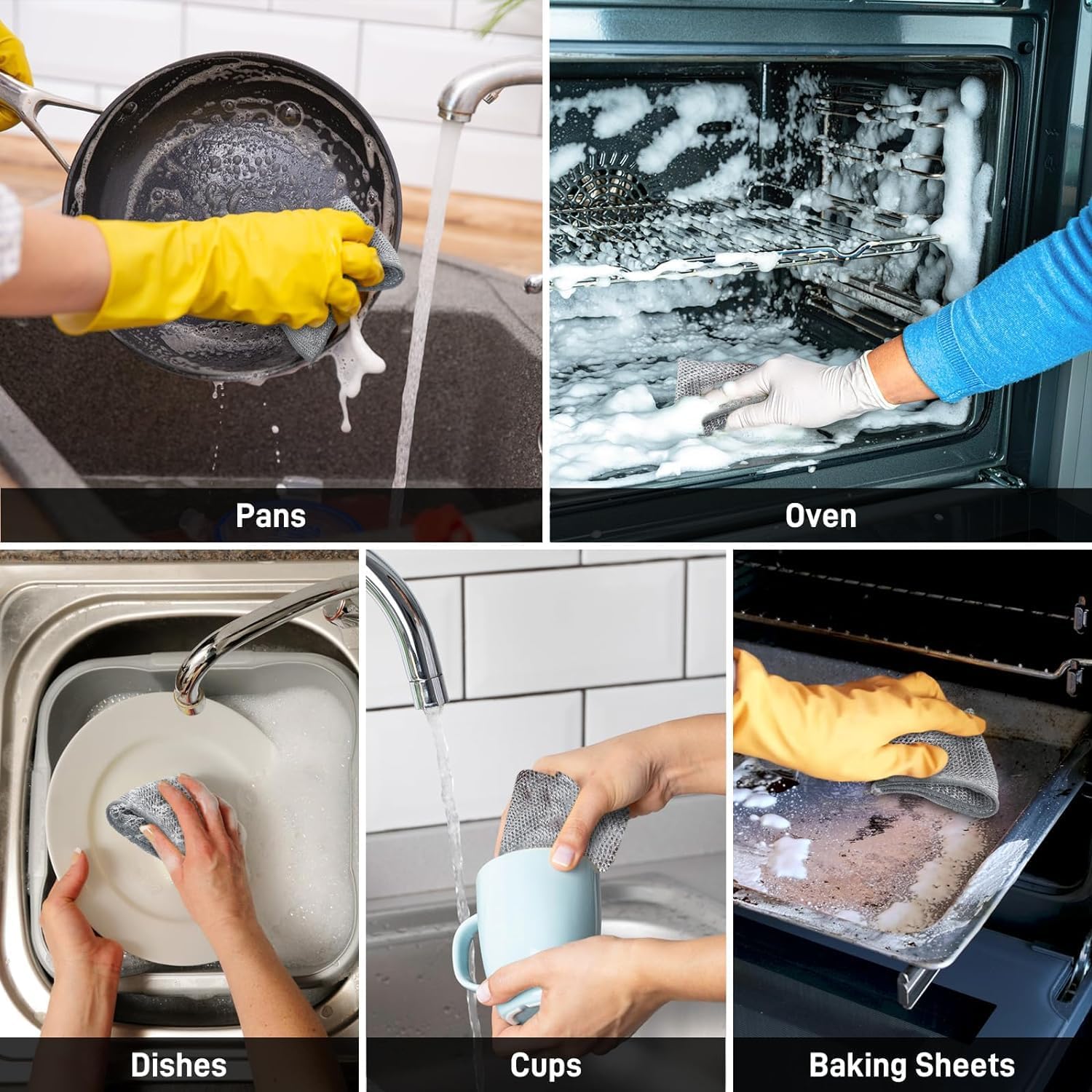 IK IMPEX 10-Pack Non-Scratch Wire Dishcloths - Reusable Mesh Cleaning Brushes for Kitchen Sinks, Utensils & Gaps - Wet/Dry Scrubber for Dishes, Pots & Pans - Durable Stainless Steel Dishwashing Rags (10 Count) - Perfect for Deep Cleaning Stubborn Grease & Food Residue
