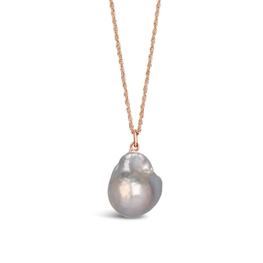 Elegant Baroque Pearl Necklace - Grey Pearls on Rose Gold Chain for Women | Perfect for Weddings, Parties & Special Occasions