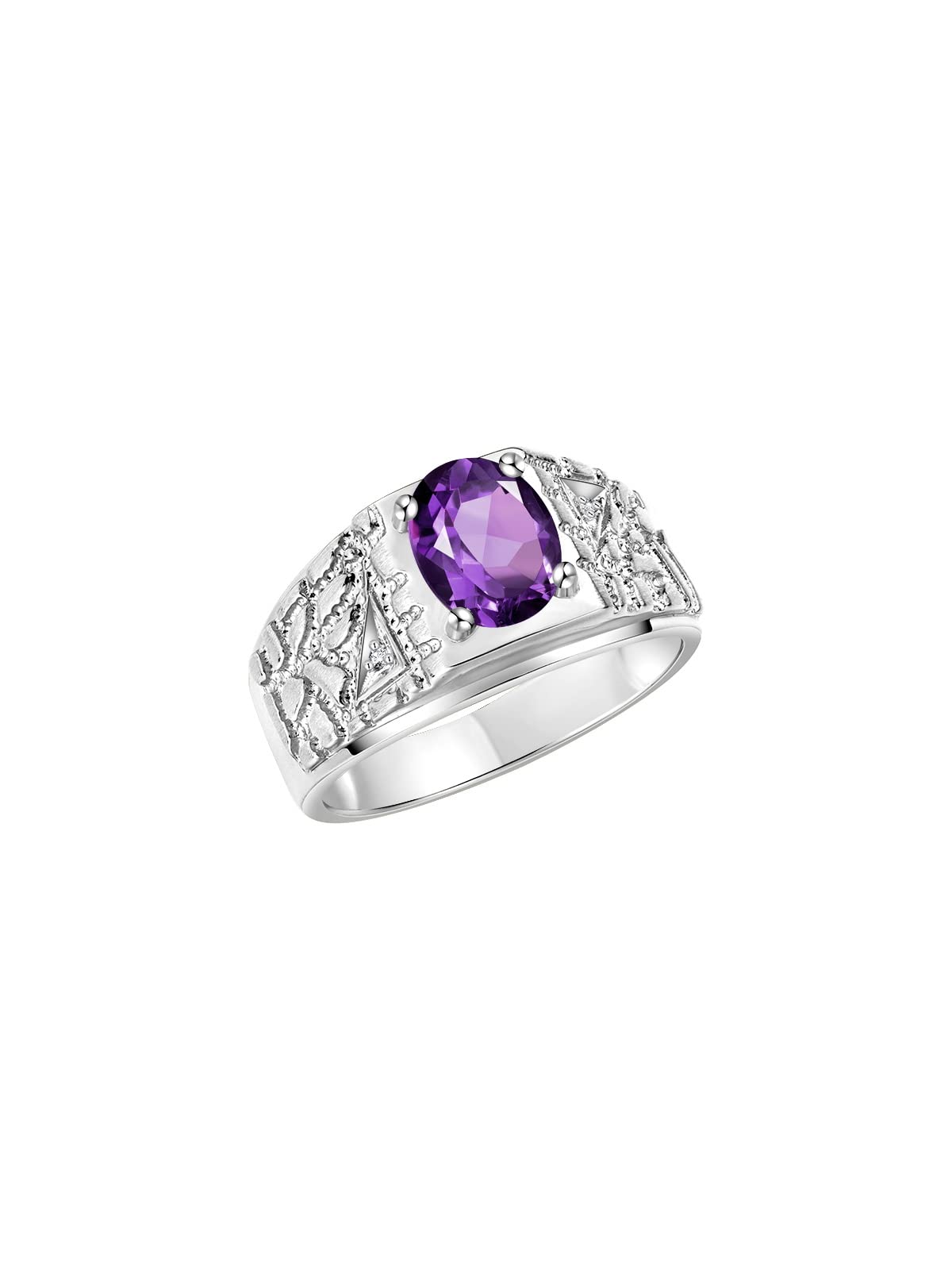 Rylos Men's Designer Nugget Ring: 9X7MM Oval Gemstone & Sparkling Diamond Birthstone Ring in Sterling Silver (Sizes 8-13) – Perfect for Gifts, Weddings & Everyday Wear | Stylish Men's Jewelry