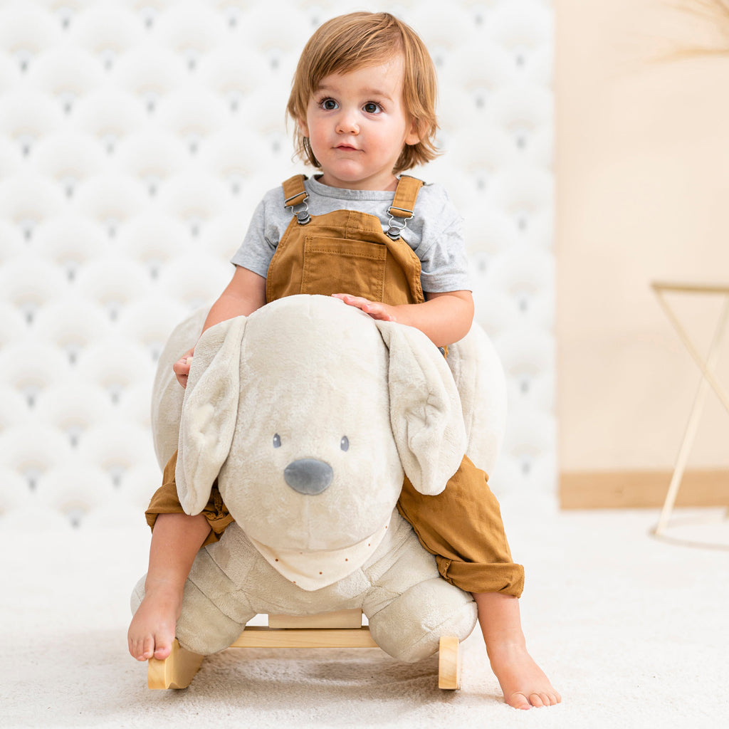 Charlie the Dog Rocker Plush Toy - Soft Vanilla Stuffed Animal for Kids, Perfect for Cuddling, Playtime & Nursery Decor