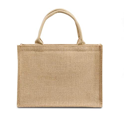 Eco-Friendly Jute Burlap Tote Bag - Reusable Grocery Shopping Bag with Sturdy Handles for Beach, Travel & Daily Use | Natural Blank Gift Bag for Sustainable Lifestyle