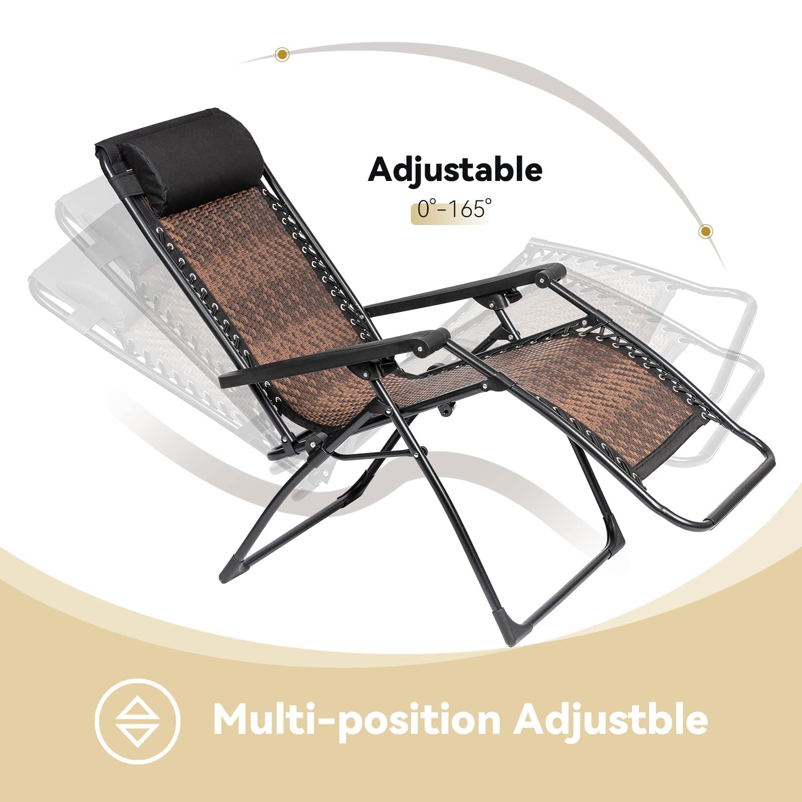 **Incbruce Zero Gravity Folding Recliner Chair - Adjustable Patio Lounge Chaise with Cup Holder & Pillow, Outdoor Wicker Rattan Furniture for Poolside, Beach, Yard, Garden, and Camping (Brown)**    *Optimized for Google SEO with keywords like 